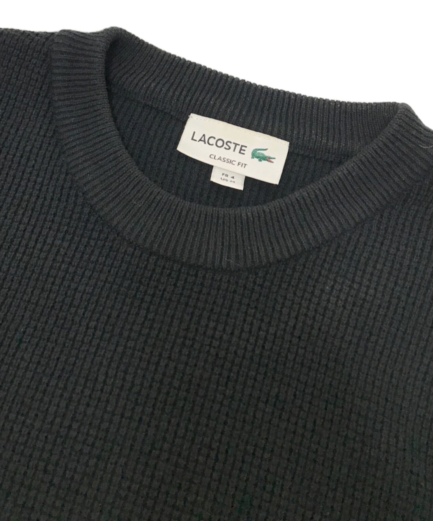 LACOSTE (ラコステ) ワッフルニットロングスリーブTシャツ ブラック サイズ:US:M