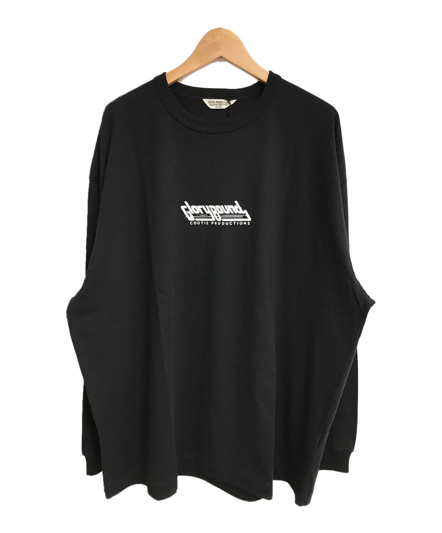 COOTIE PRODUCTIONS (クーティープロダクツ) Print Oversized L/S Tee ブラック×ホワイト  サイズ:MEDIUM 未使用品