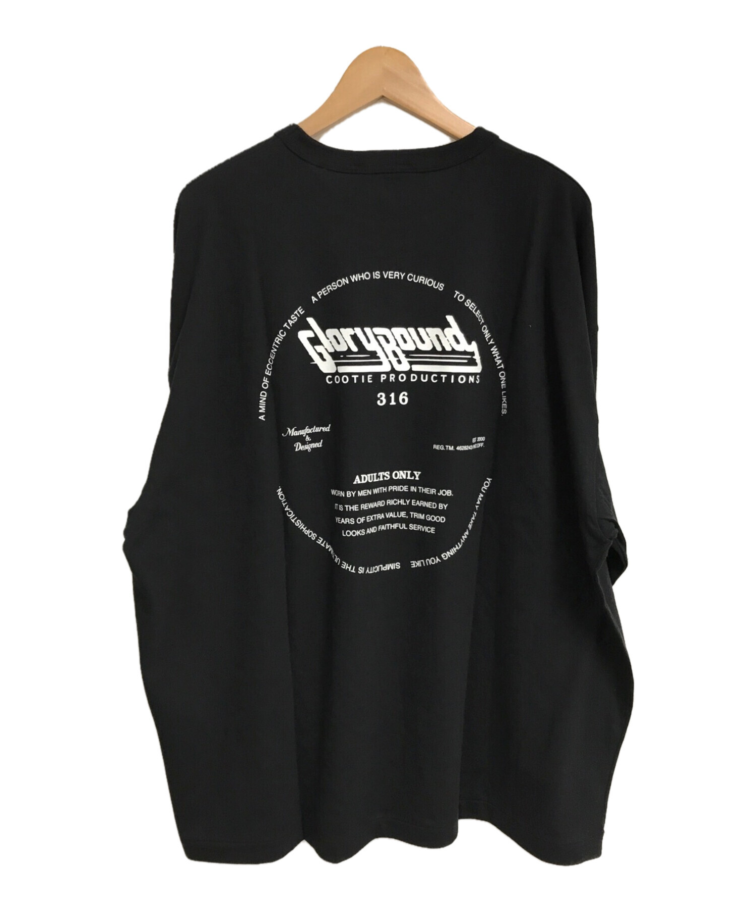 COOTIE PRODUCTIONS (クーティープロダクツ) Print Oversized L/S Tee ブラック×ホワイト  サイズ:MEDIUM 未使用品