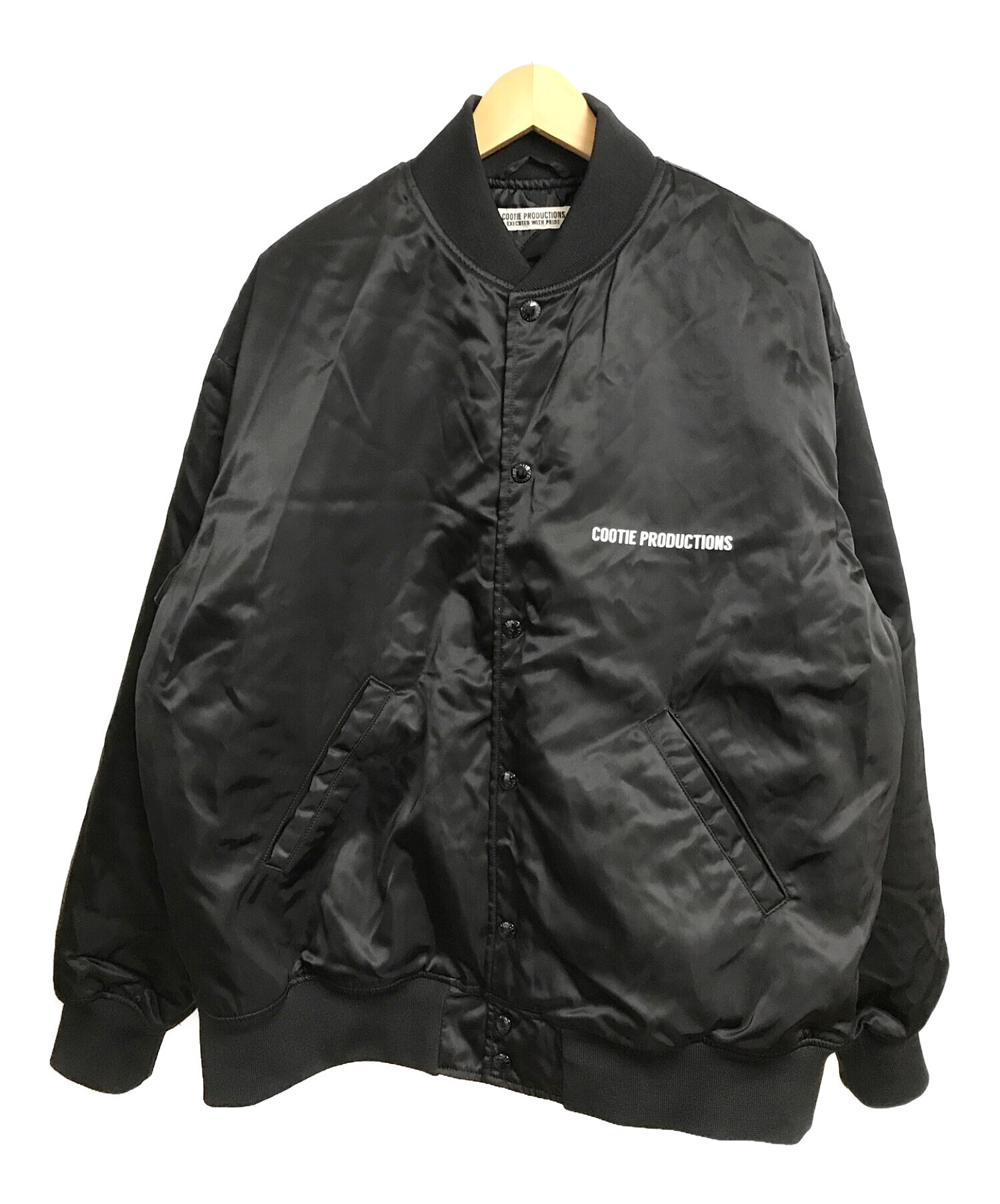 COOTIE PRODUCTIONS (クーティープロダクションズ) Nylon Satin Stadium Jacket ブラック サイズ:LARGE