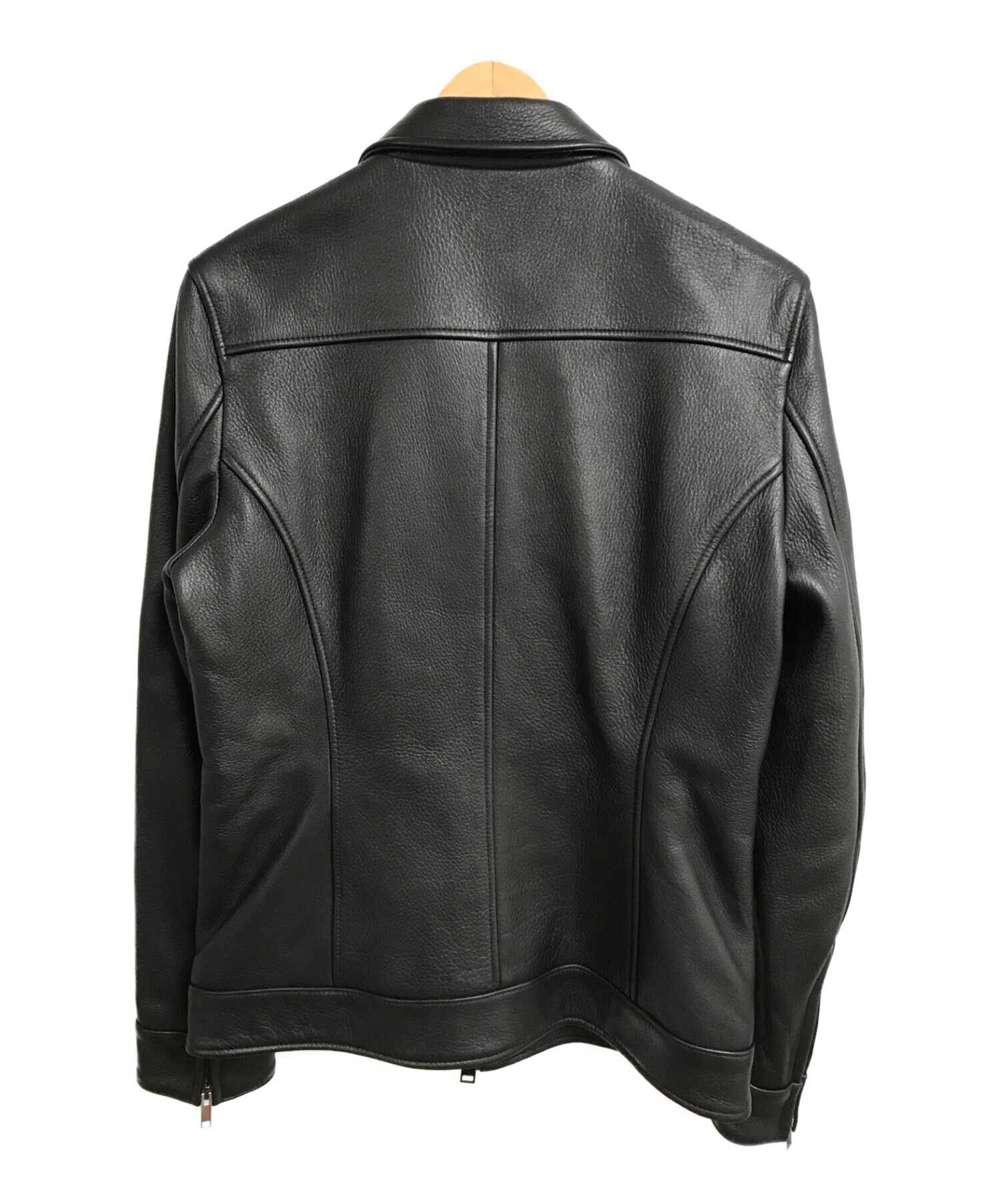 Junhashimoto (ジュンハシモト) ZIP LEATHER SHIRTS ジップレザーライダース ブラック サイズ:3