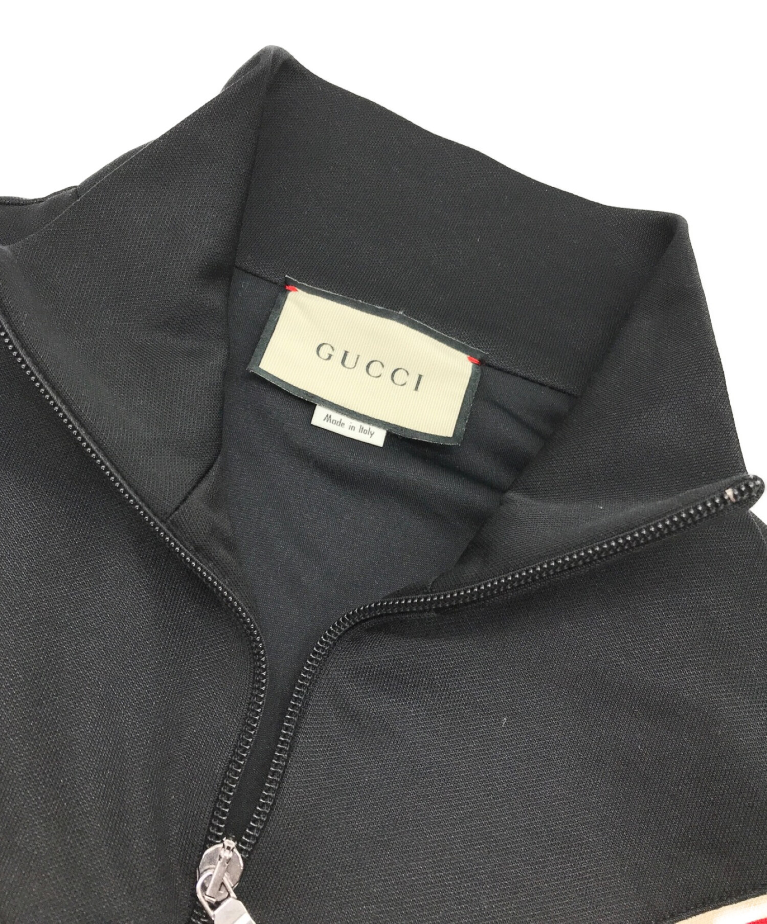 GUCCI (グッチ) ストライプトラックジャケット stripe track jacket ブラック×レッド×ベージュ サイズ:S