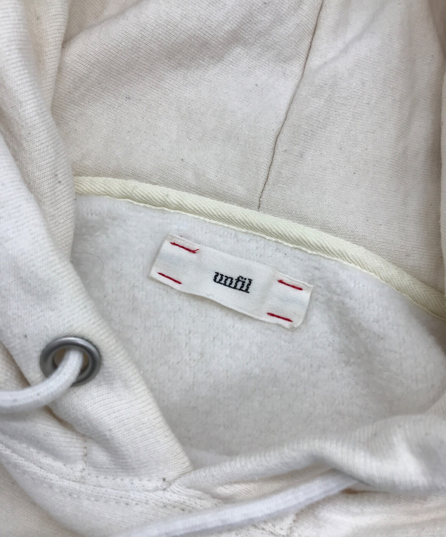 UNFIL (アンフィル) vintage cotton-fleece hoodie　ヴィンテージコットンフリースフーディー アイボリー サイズ:4
