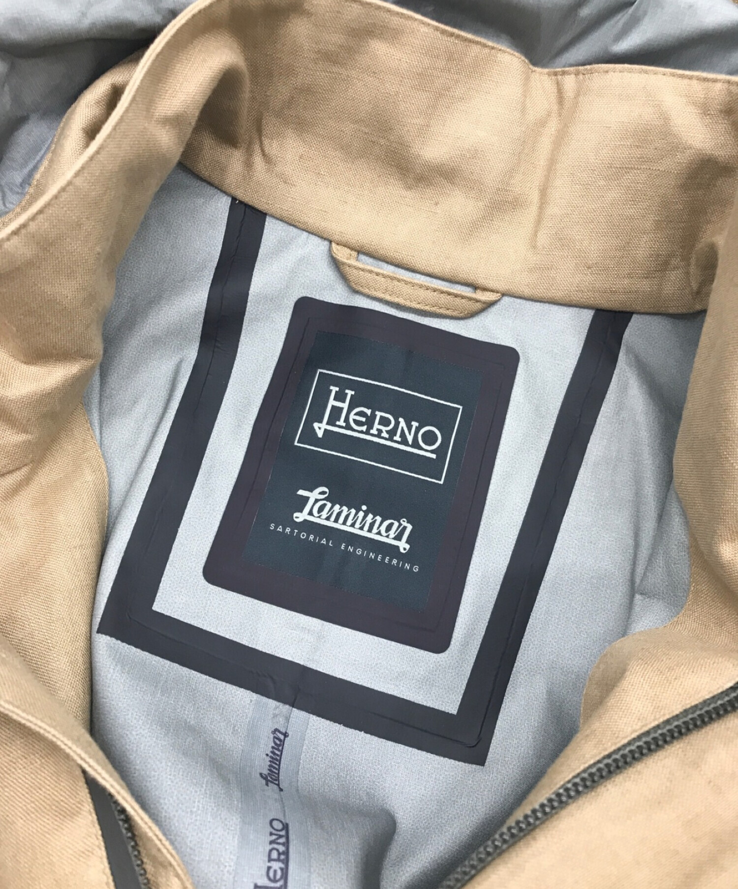 中古・古着通販】HERNO (ヘルノ) リネンフーデットコート ベージュ