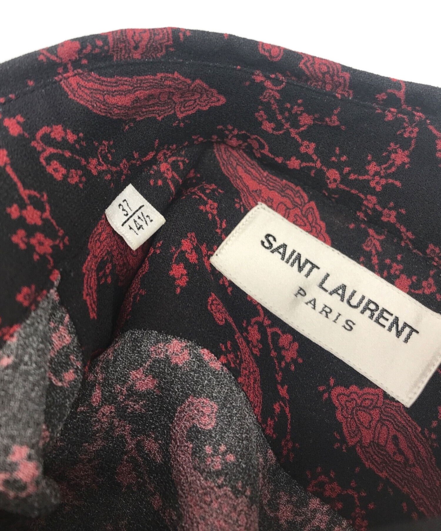 Saint Laurent Paris (サンローランパリ) レーヨンペイズリーシャツ レッド×ブラック サイズ:37