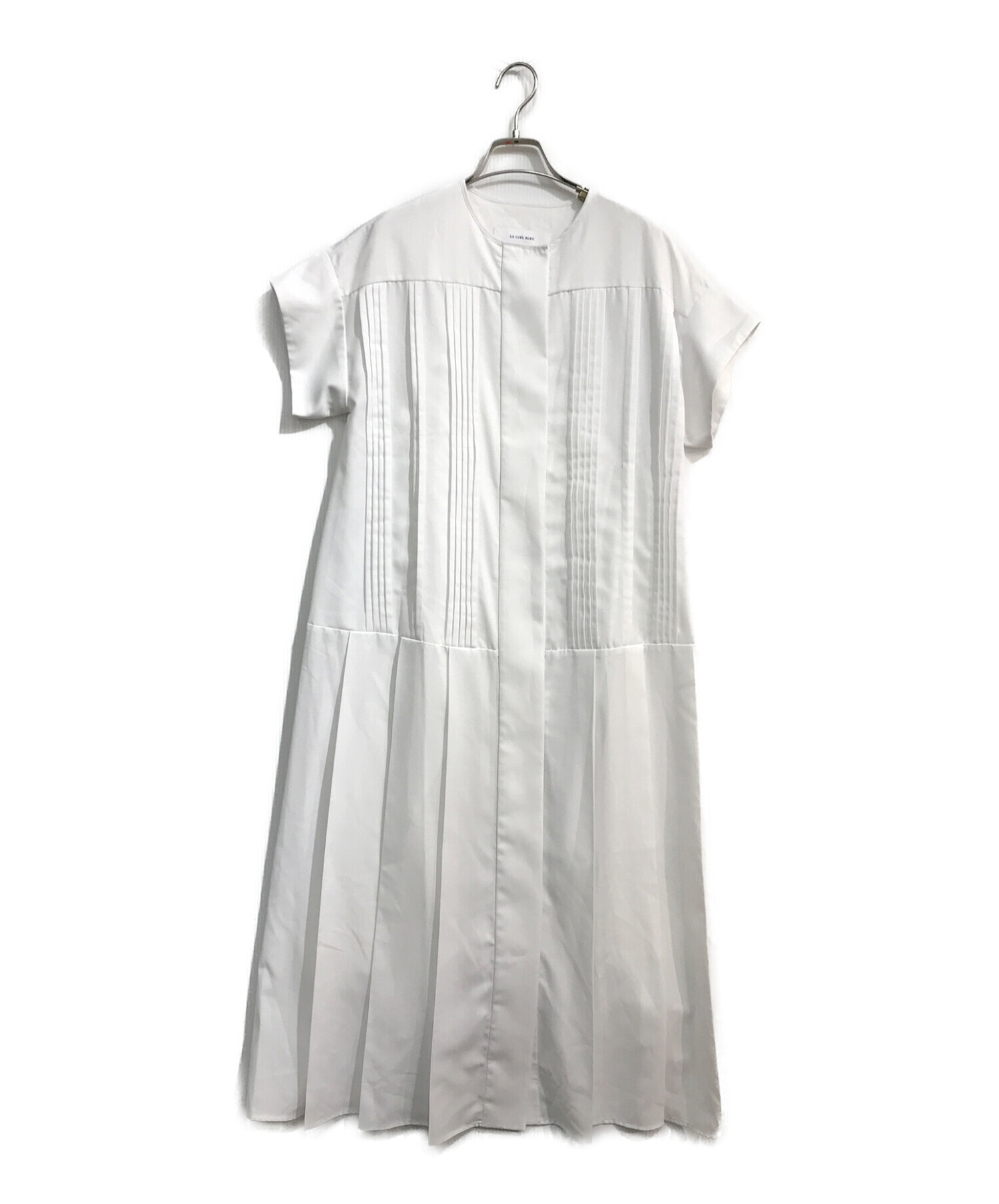 LE CIEL BLEU (ルシェルブルー) PinTuck & Pleats Dress 23A65307 ピンタックプリーツドレス ホワイト  サイズ:36