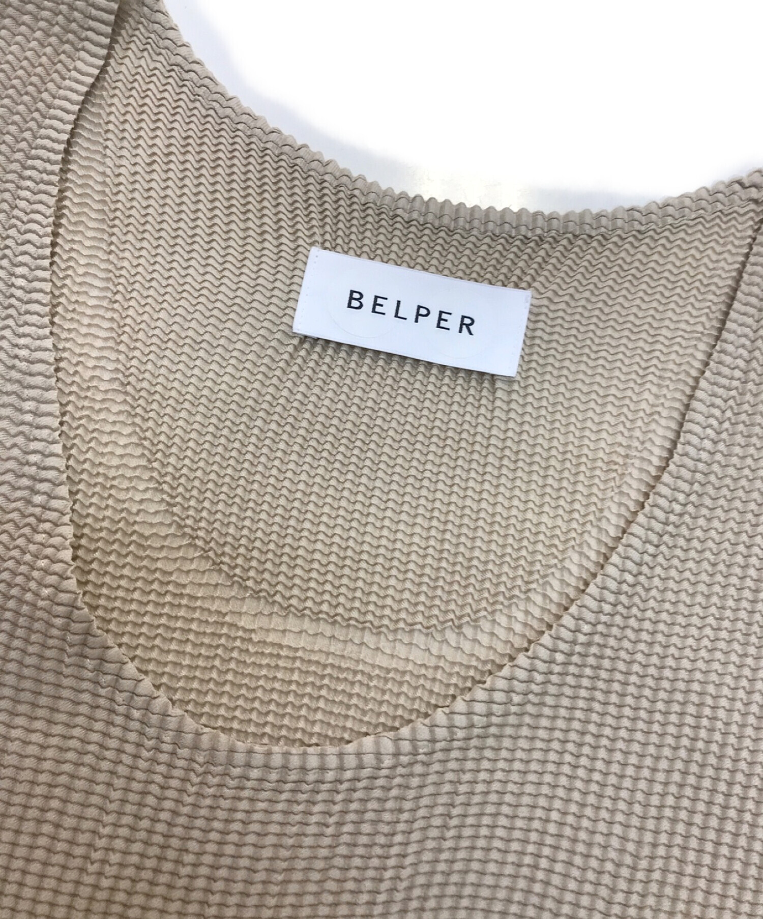 BELPER (ベルパー) ノースリーブプリーツワンピース ベージュ サイズ:F