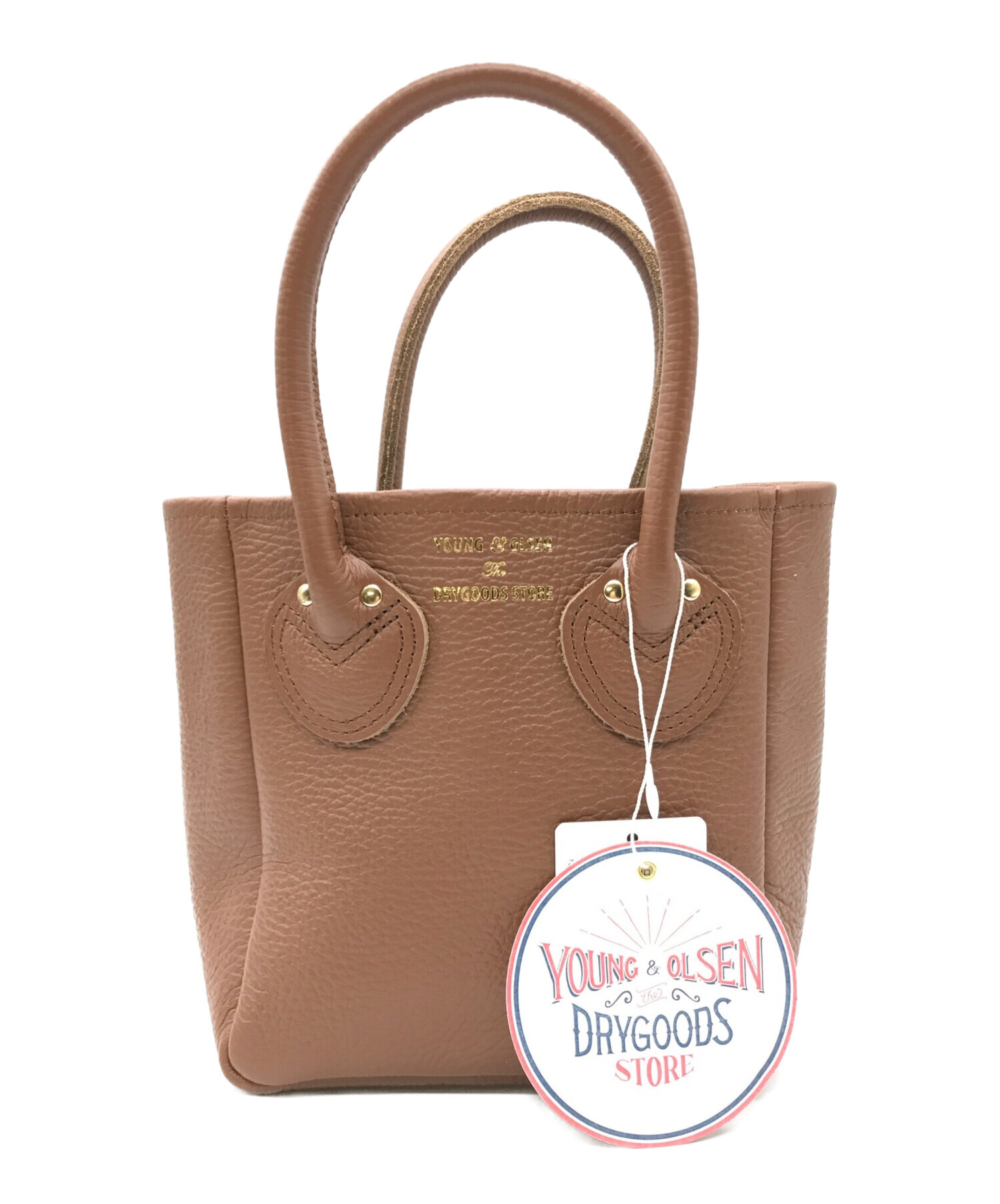 YOUNG & OLSEN The DRYGOODS STORE (ヤングアンドオルセン ザ ドライグッズストア) EMBOSSED LEATHER  TOTE XS エンボスレザートートXS ブラウン 未使用品