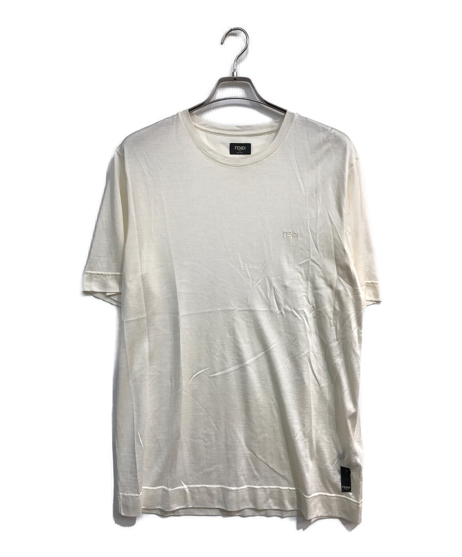 FENDI (フェンディ) ロゴシルクTシャツ FY0936 ABQS ホワイト サイズ:M