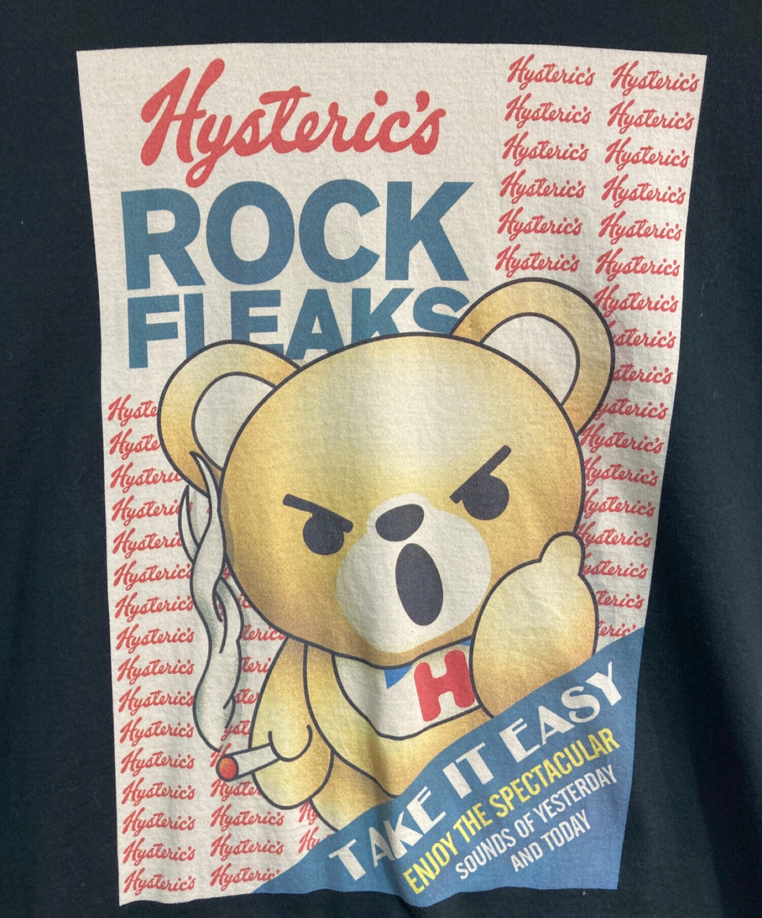 Hysteric Glamour (ヒステリックグラマー) ROCK FLEAKS オーバーサイズTシャツ 01223CL01 ブラック サイズ:F