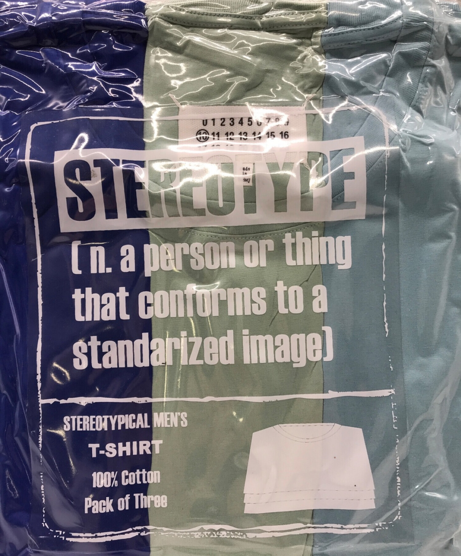 Martin Margiela 10 (マルタンマルジェラ 10) 18SS STEREOTYPE パックTシャツ　3枚セット  ブルー×グリーン×スカイブルー サイズ:M 未使用品