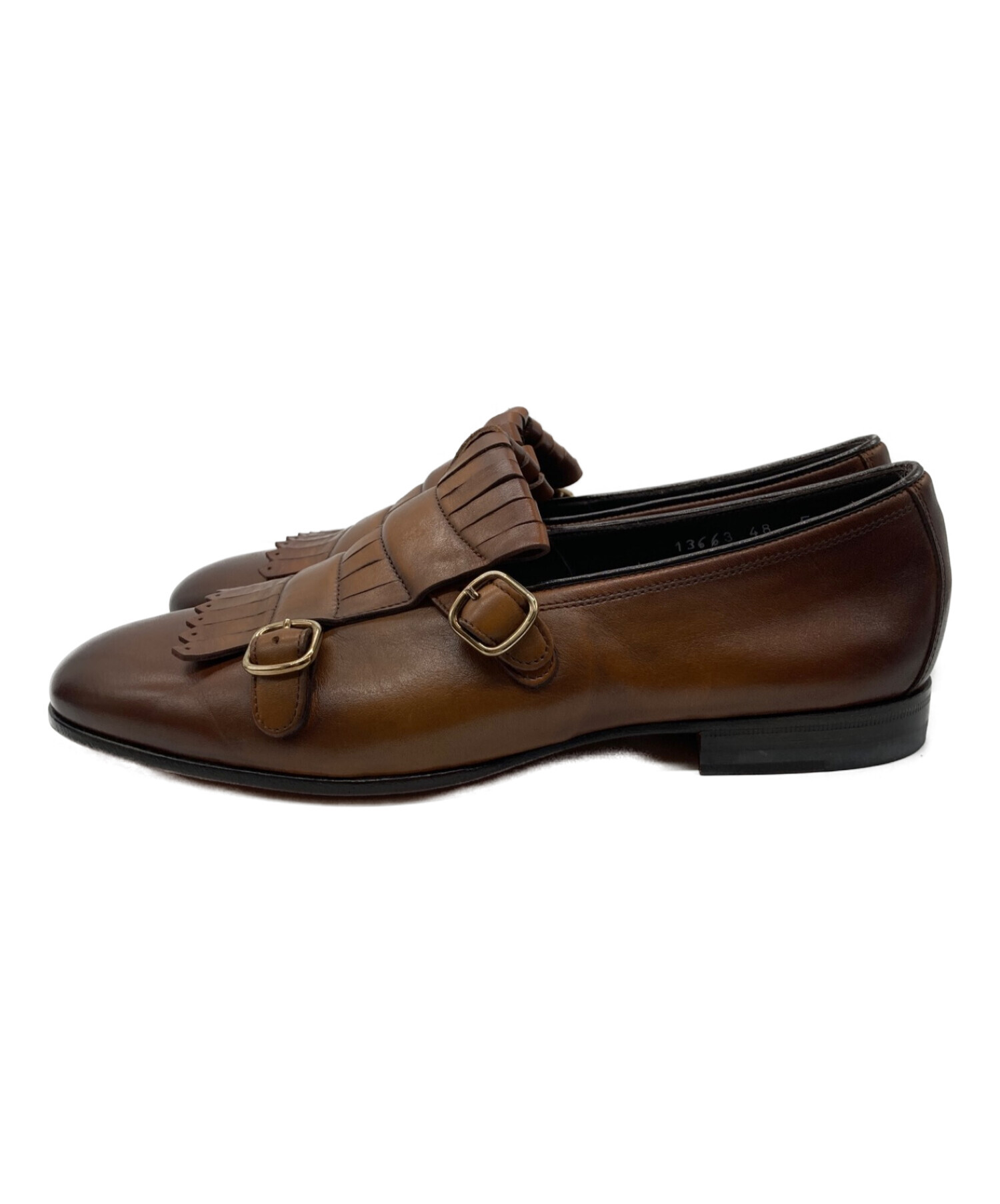 サントーニ Santoni ダブルモンク ブラウン サイズ7ジョンロブ - 靴