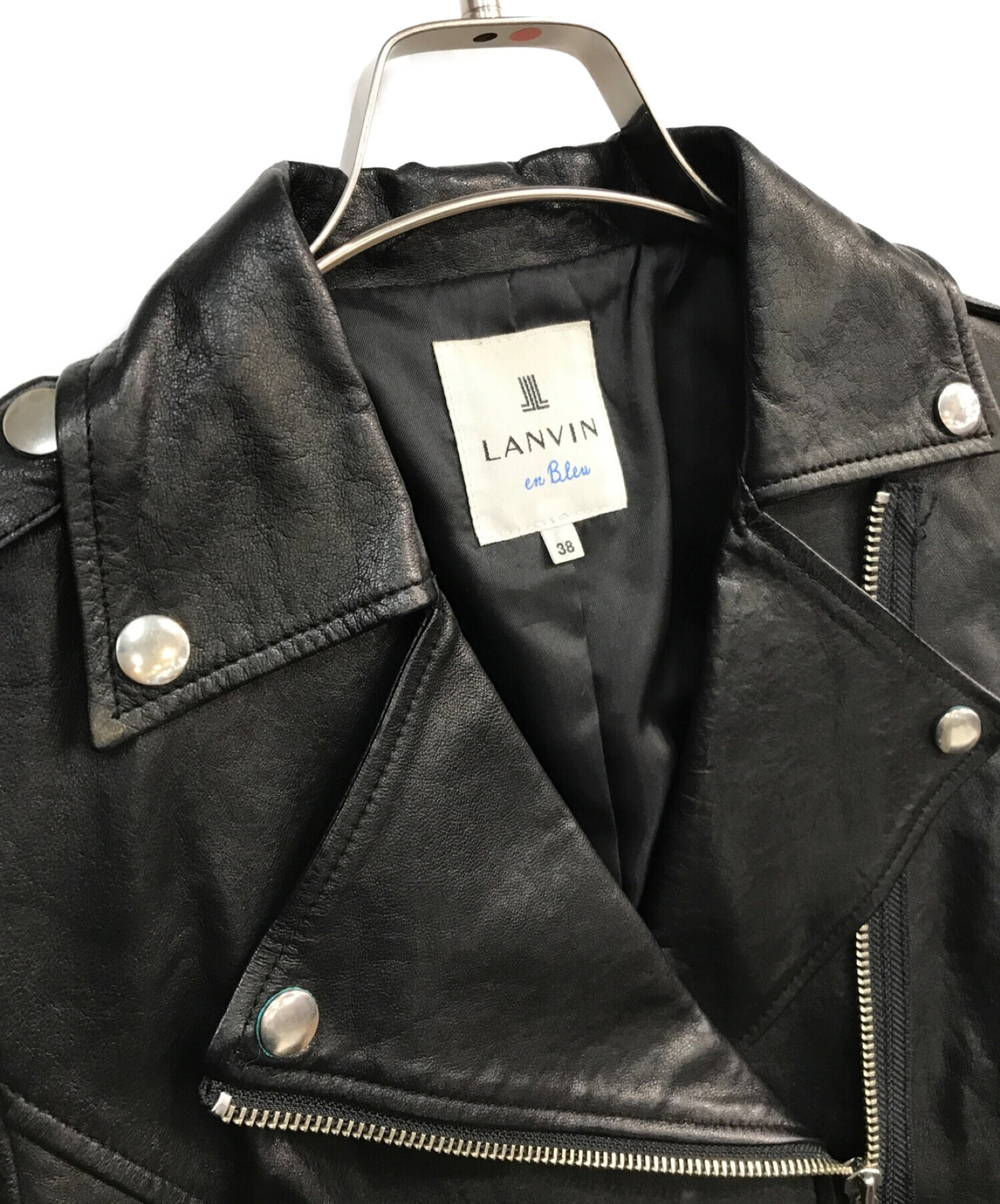 LANVIN en Bleu (ランバンオンブルー) ダブルライダースジャケット ブラック サイズ:38