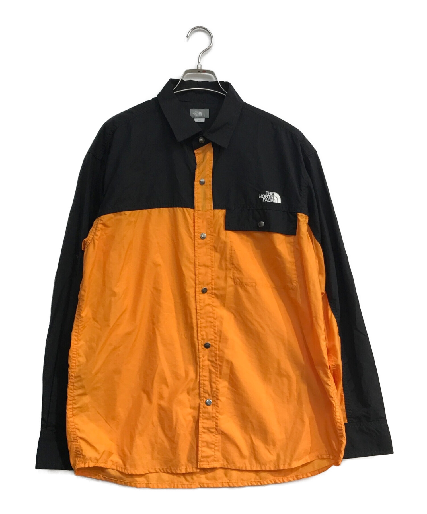 THE NORTH FACE (ザ ノース フェイス) ロングスリーブヌプシシャツ　NR11961 オレンジ×ブラック サイズ:L