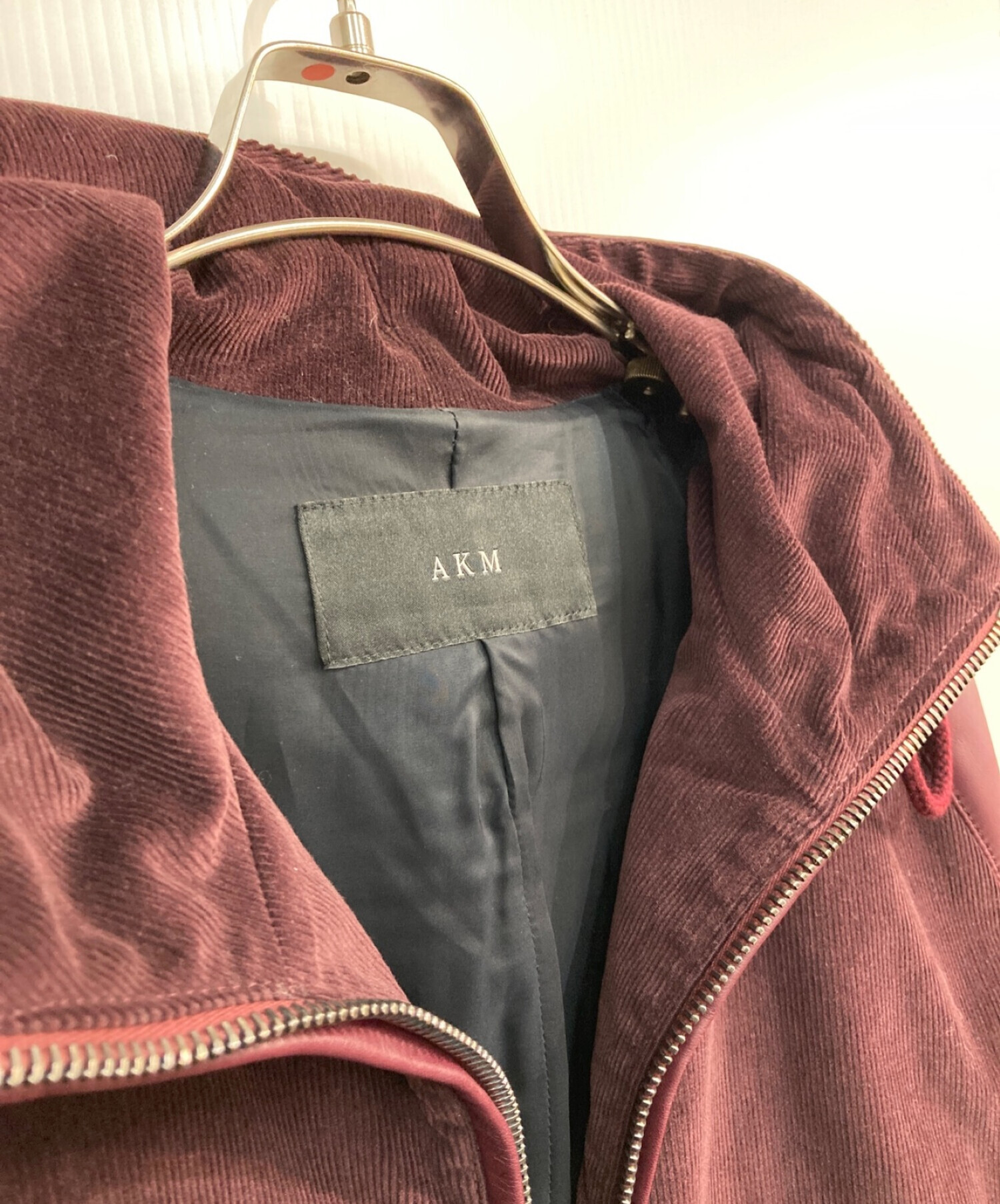 AKM (エーケーエム) lamb/corduroy neck zip parka　B287 ボルドー サイズ:XL