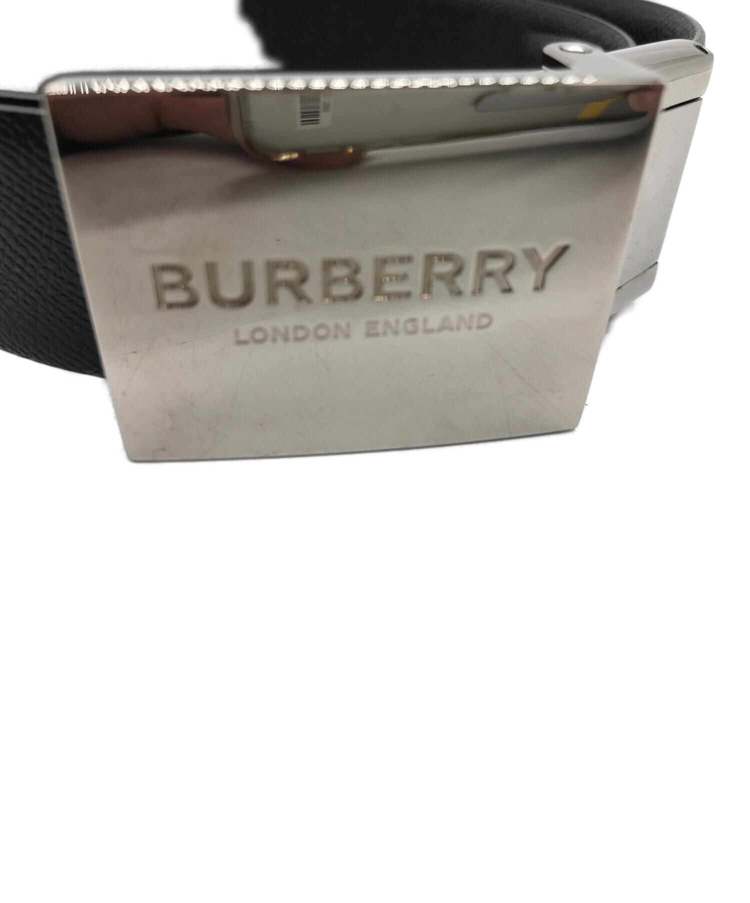 BURBERRY LONDON ENGLAND (バーバリー ロンドン イングランド) ロゴプレートバックルレザーベルト ブラック