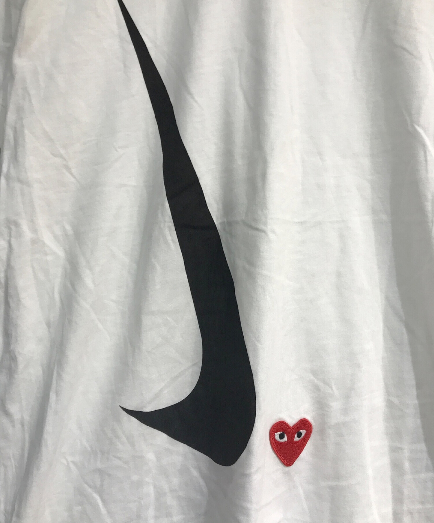 PLAY COMME des GARCONS × NIKE (プレイコムデギャルソン ナイキ) プリントTシャツ ホワイト×ブラック サイズ:XL