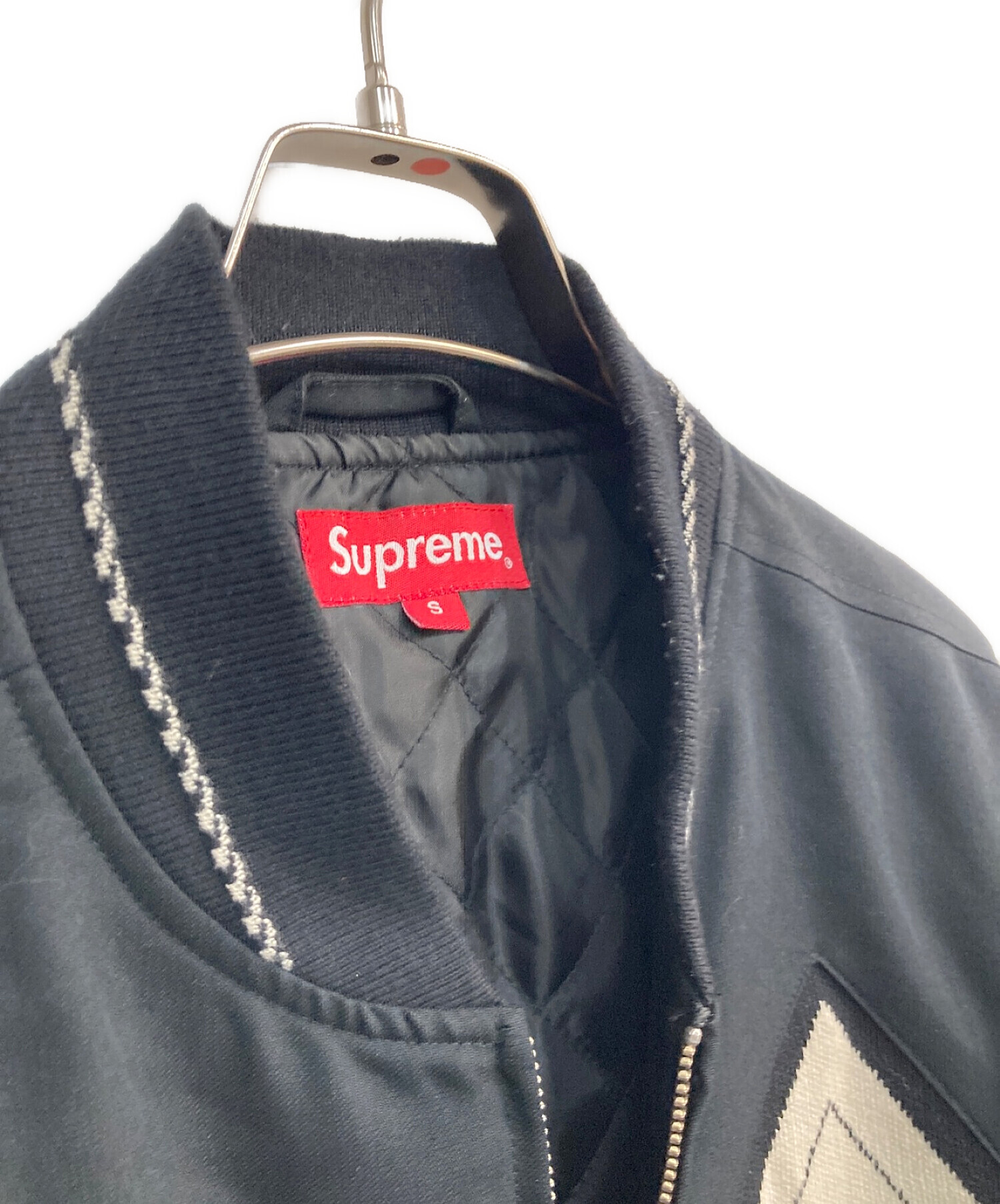 Supreme (シュプリーム) Diamond Rayon Bomber Jacket ブラック サイズ:S