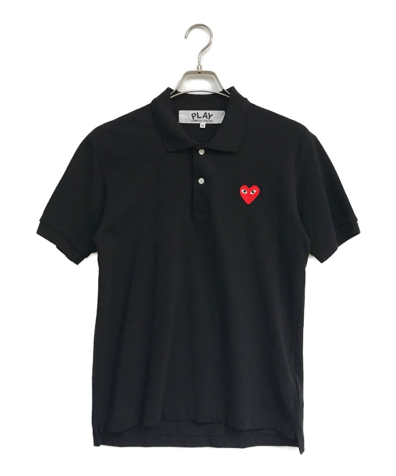 PLAY COMME des GARCONS (プレイ コムデギャルソン) ハートワッペンポロシャツ　AD2020　AZ-T006 ブラック サイズ:M