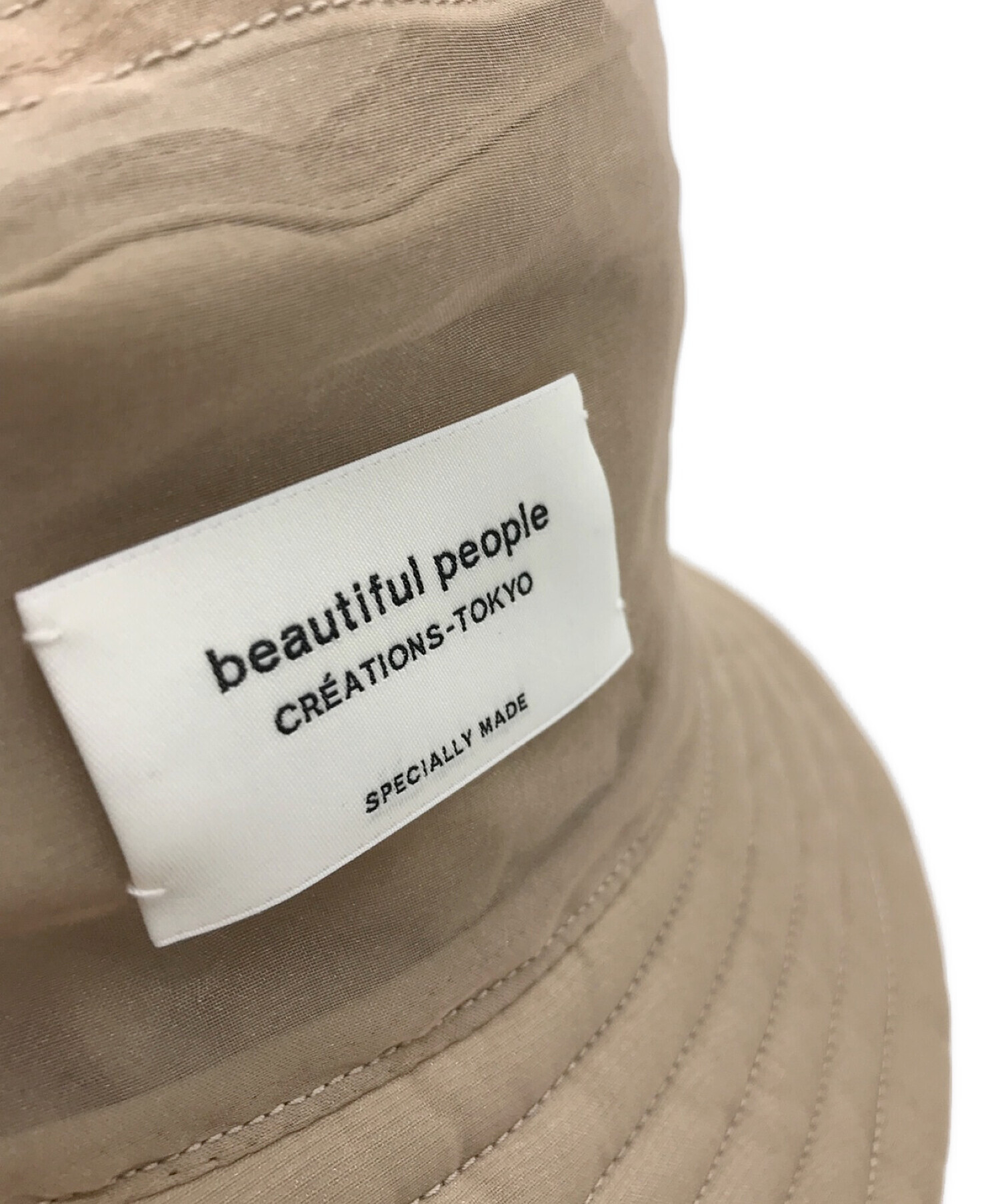 beautiful people×STUDIOUS (ビューティフル ピープル×ステュディオス) 別注リバーシブルオーガンジーバケットハット ベージュ  未使用品