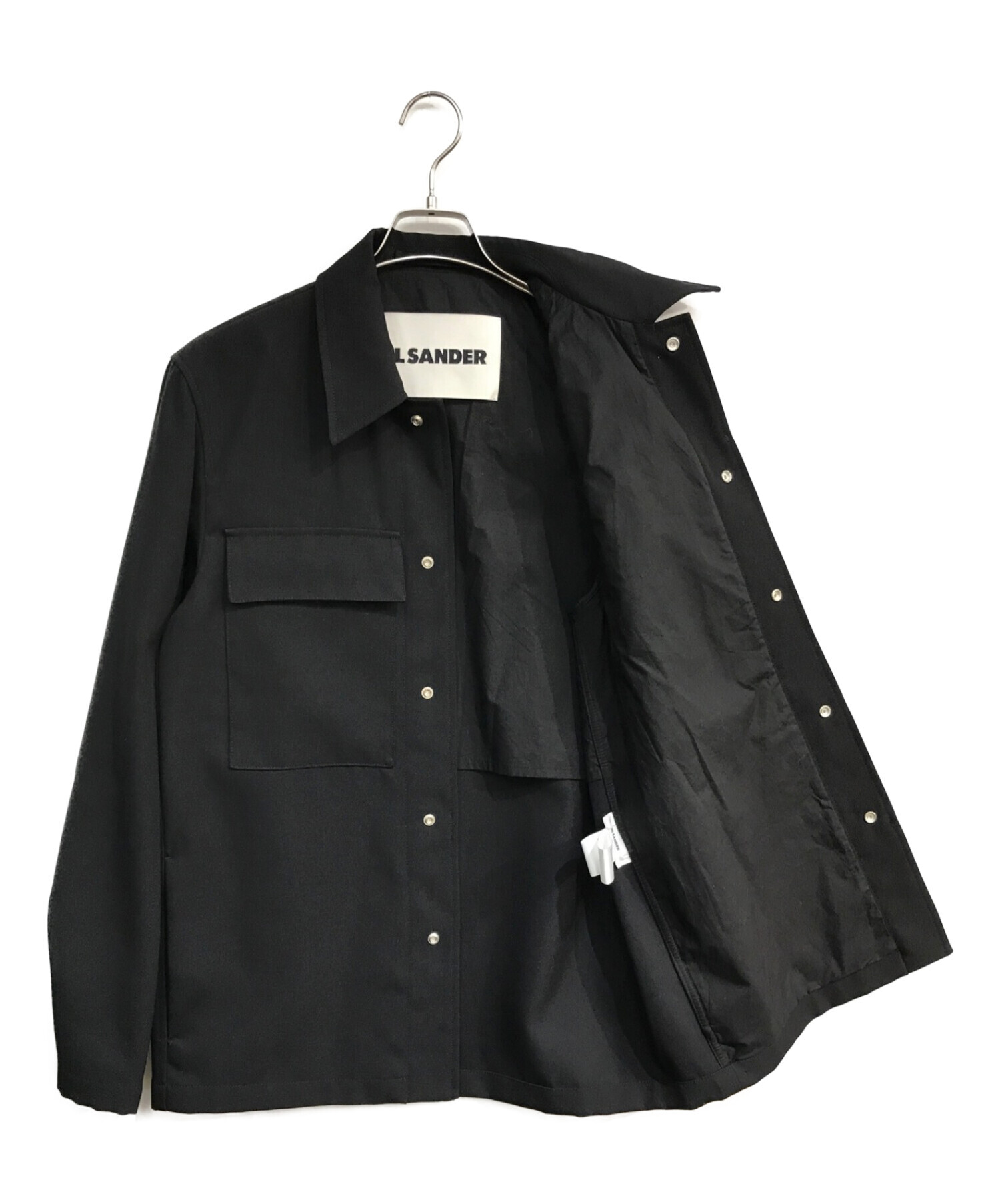 JIL SANDER (ジルサンダー) twill overshirt　JSMU400111MU20200021　ツイルオーバーシャツ ブラック  サイズ:46