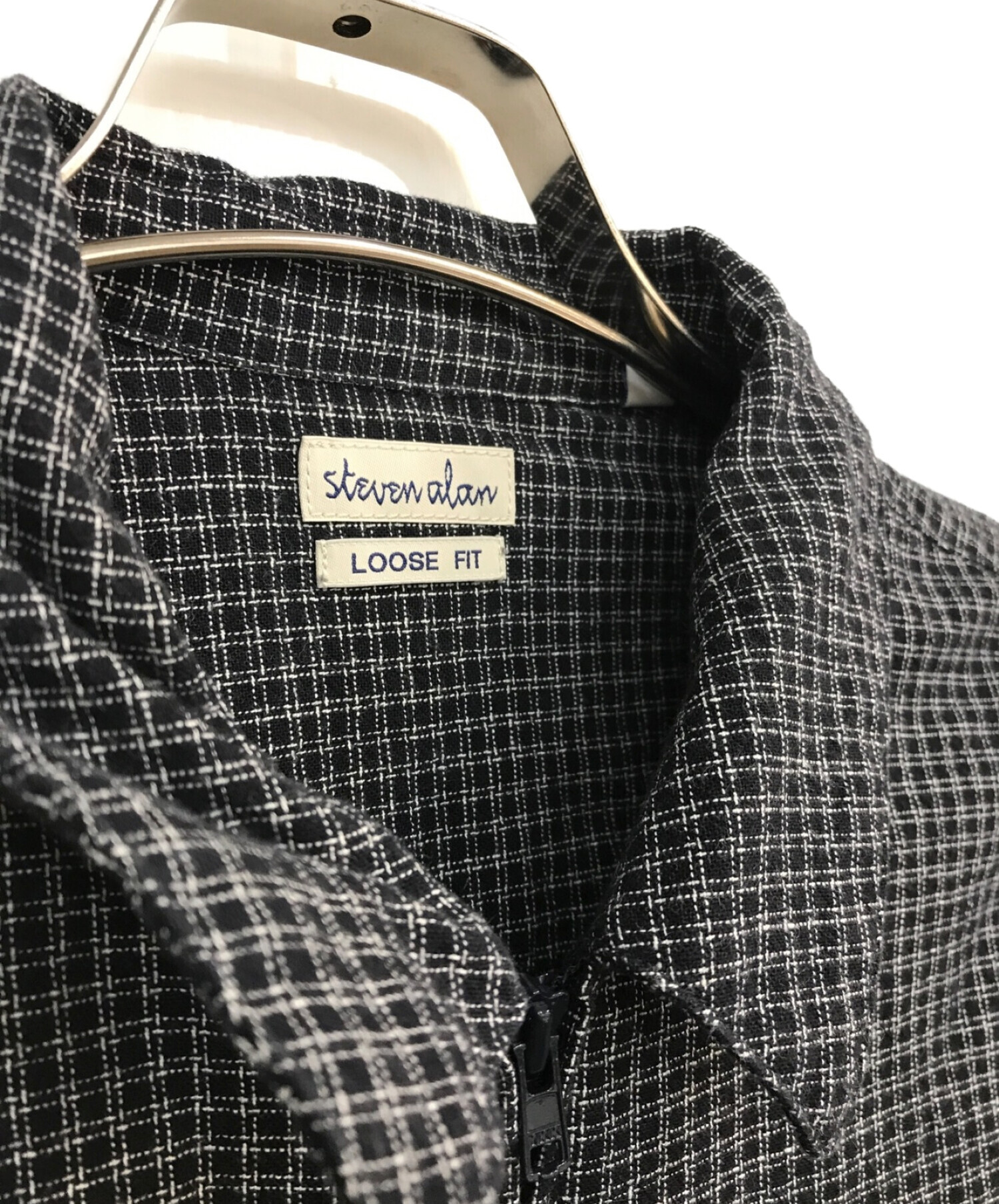 STEVEN ALAN (スティーブンアラン) GRAPH CHECK ZIP PULL OVER SHIRT　8111-186-0865 ネイビー  サイズ:M