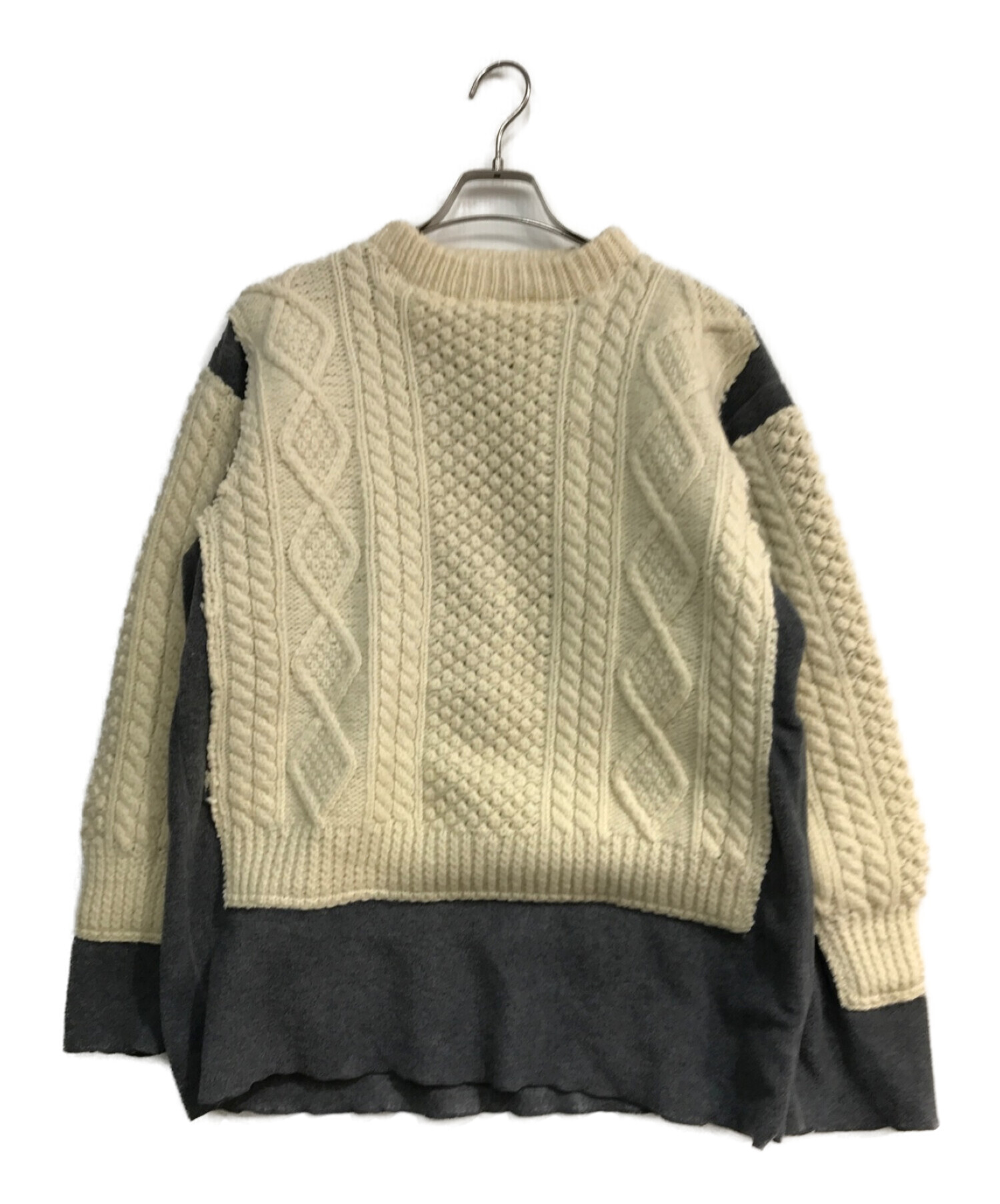 Rebuild by Needles (リビルドバイニードルス) fisherman sweater　フィッシャーマン　セーター ホワイト×グレー  サイズ:S 未使用品