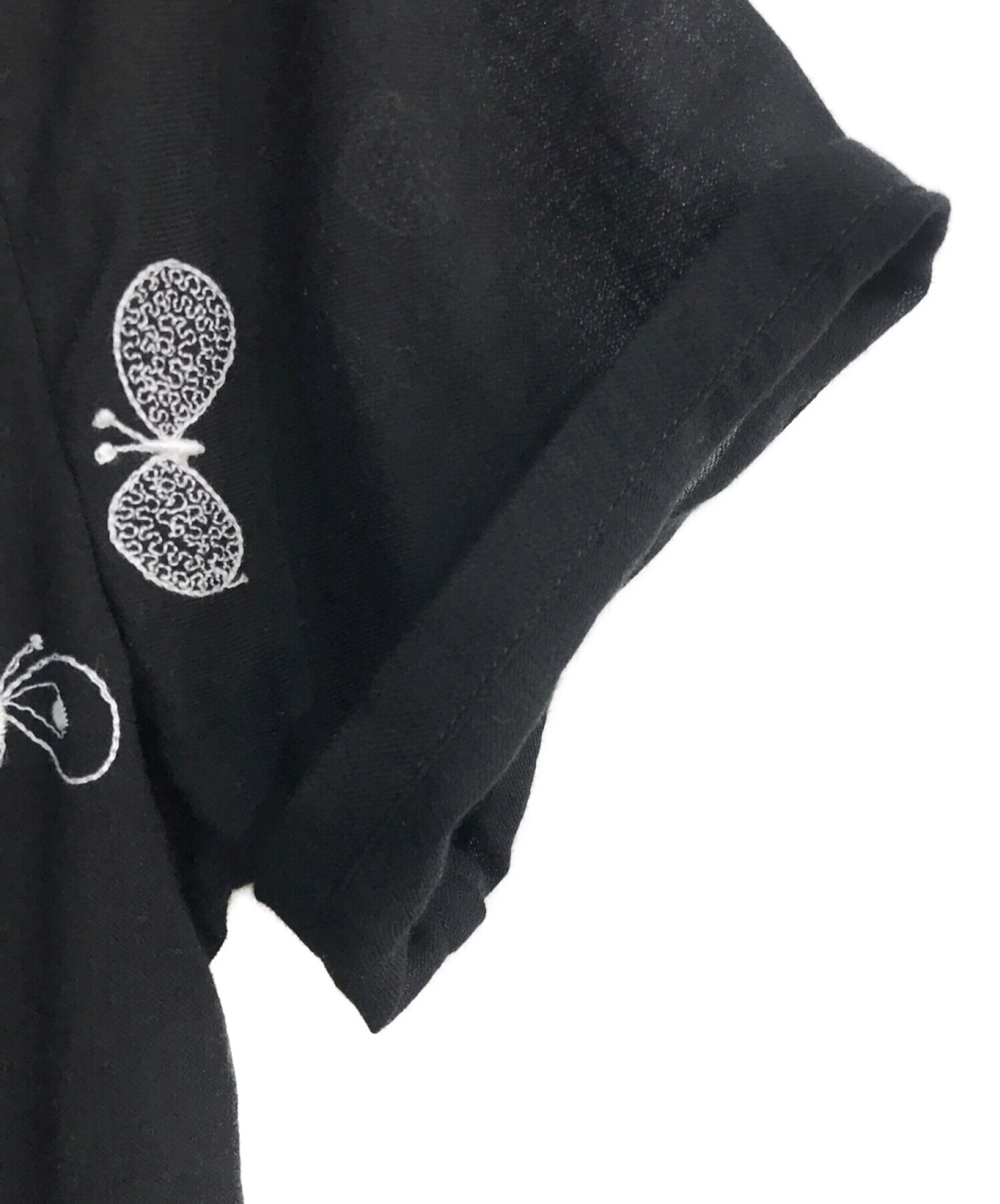 mina perhonen (ミナ ペルホネン) choucho/半袖シャツ　ws1898　刺繍 ブラック サイズ:38