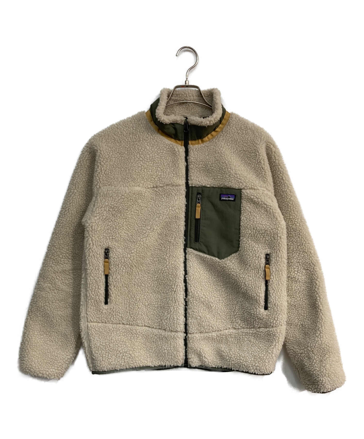 Patagonia (パタゴニア) Kids' Retro-X Jacket　65625　レトロXジャケット アイボリー×グリーン サイズ:KID'S  XXL