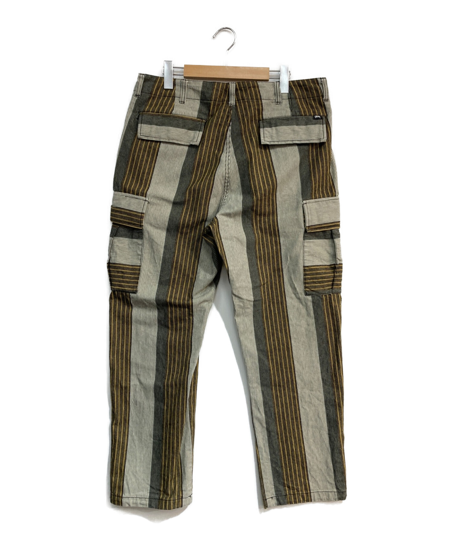 stussy (ステューシー) CARGO STRIPE PANTS カーゴ ストライプ　パンツ グリーン×カーキ サイズ:32