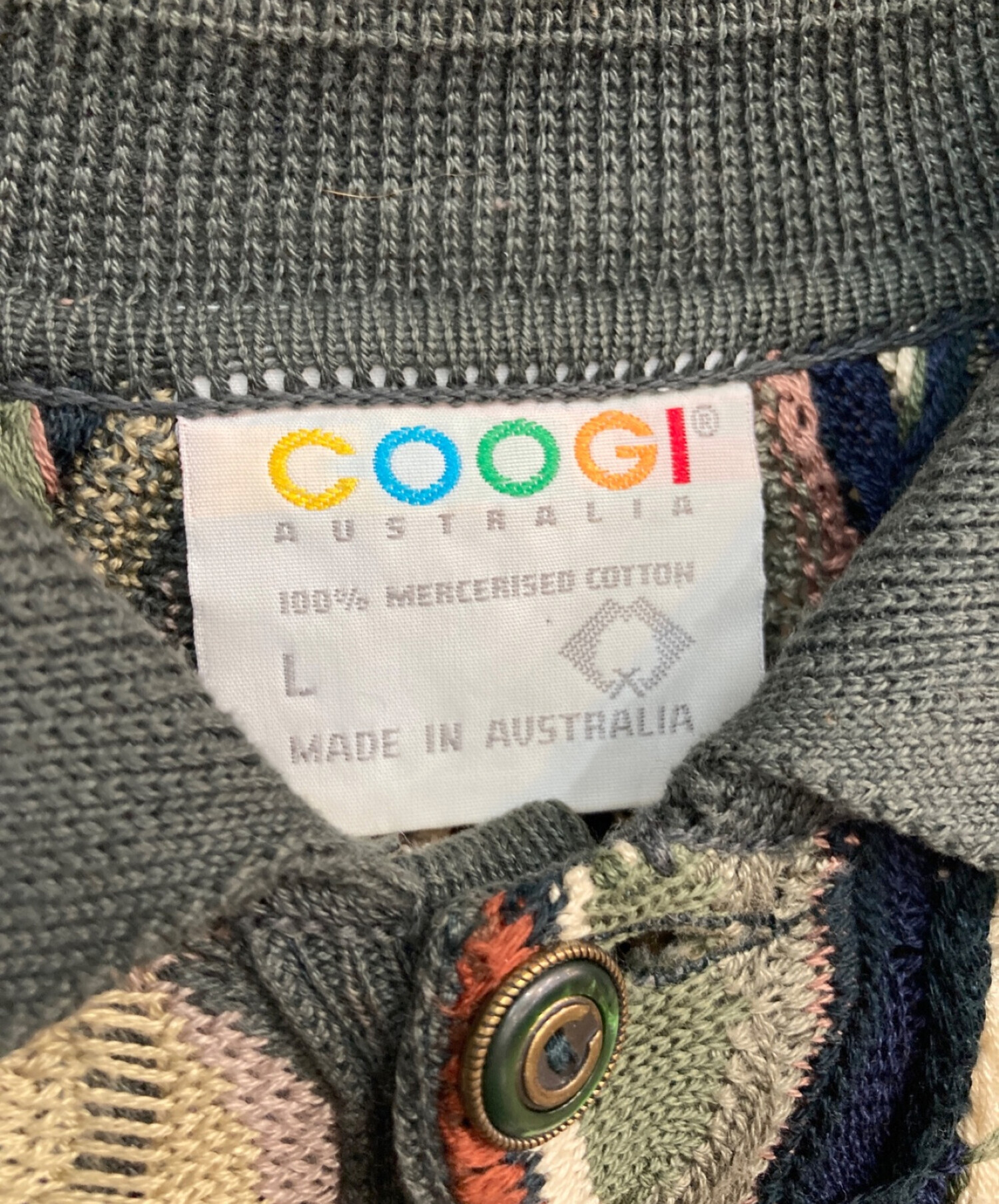 COOGI (クージー) 3Dニットポロシャツ　立体　マーブル　襟付き　オーストラリア製 ベージュ サイズ:L