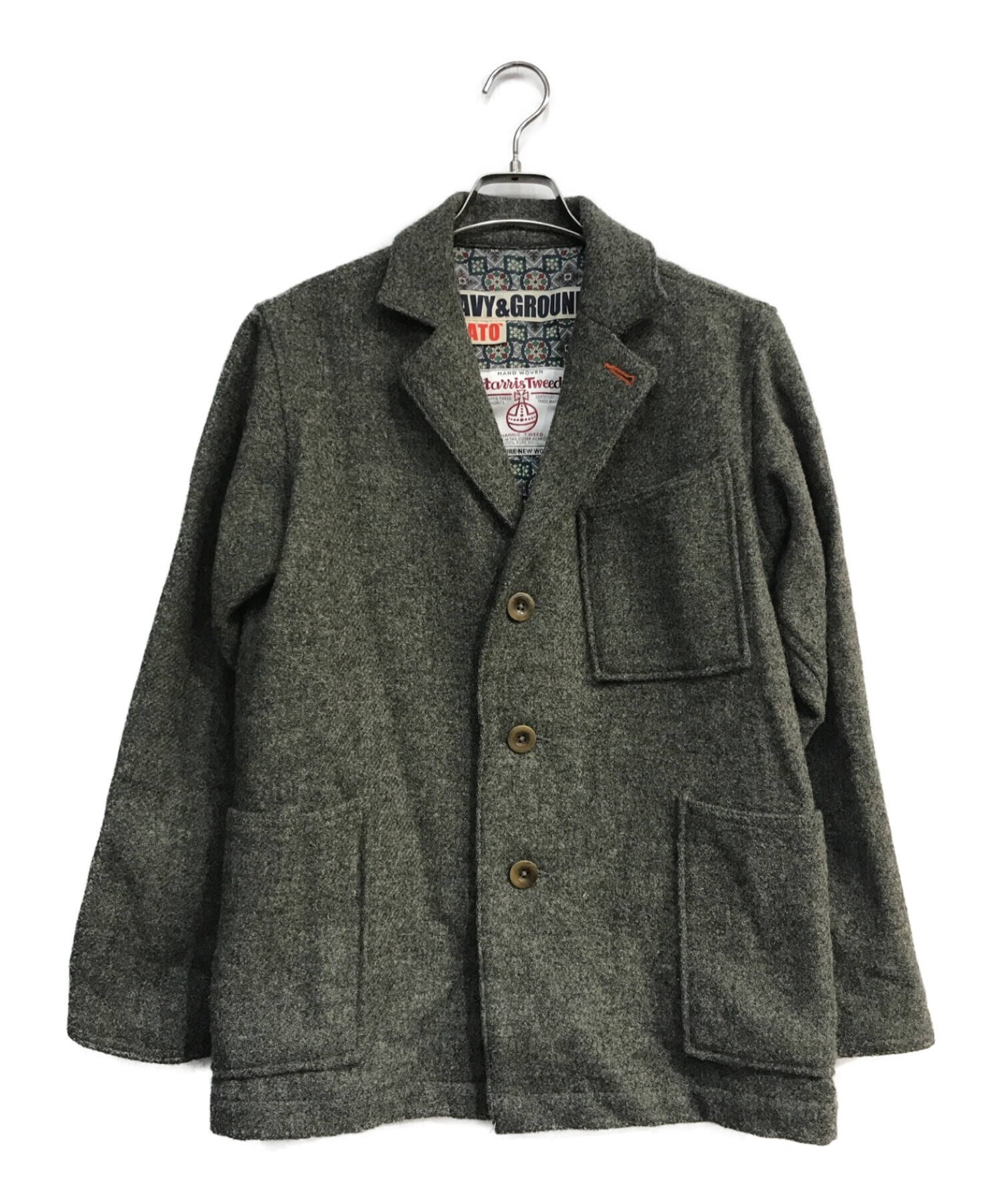 KATO' (カトー) Harris Tweed (ハリスツイード) ウール3Bジャケット グリーン サイズ:S