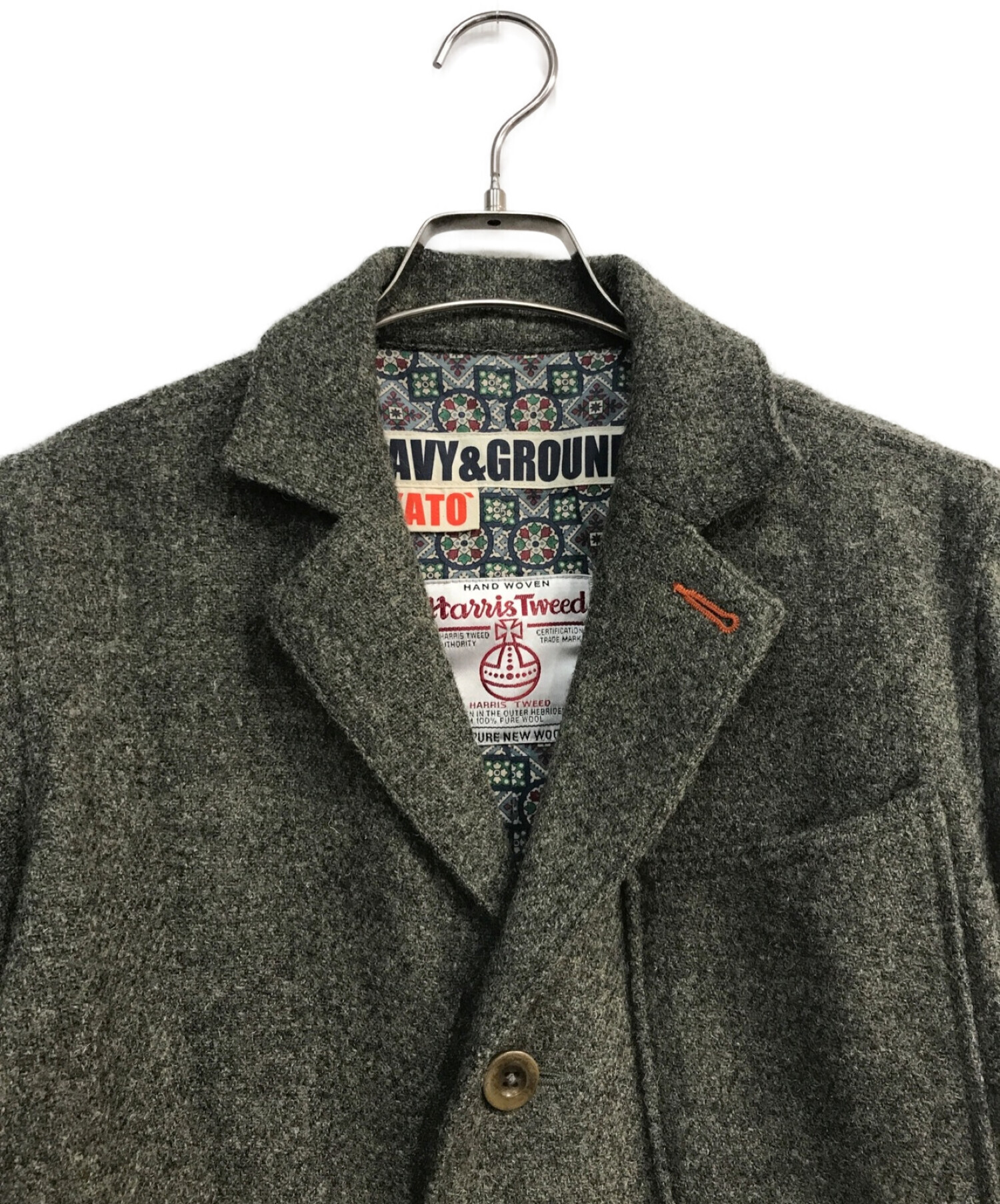 KATO' (カトー) Harris Tweed (ハリスツイード) ウール3Bジャケット グリーン サイズ:S