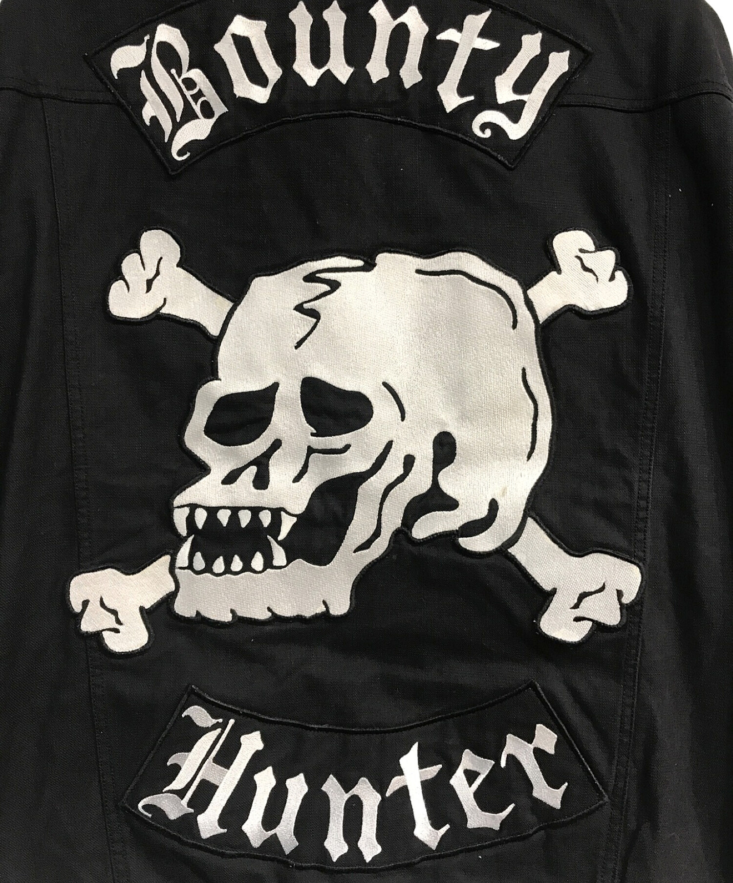 ブラックデニムジャケットBounty hunter スカル刺繍デニムジャケット
