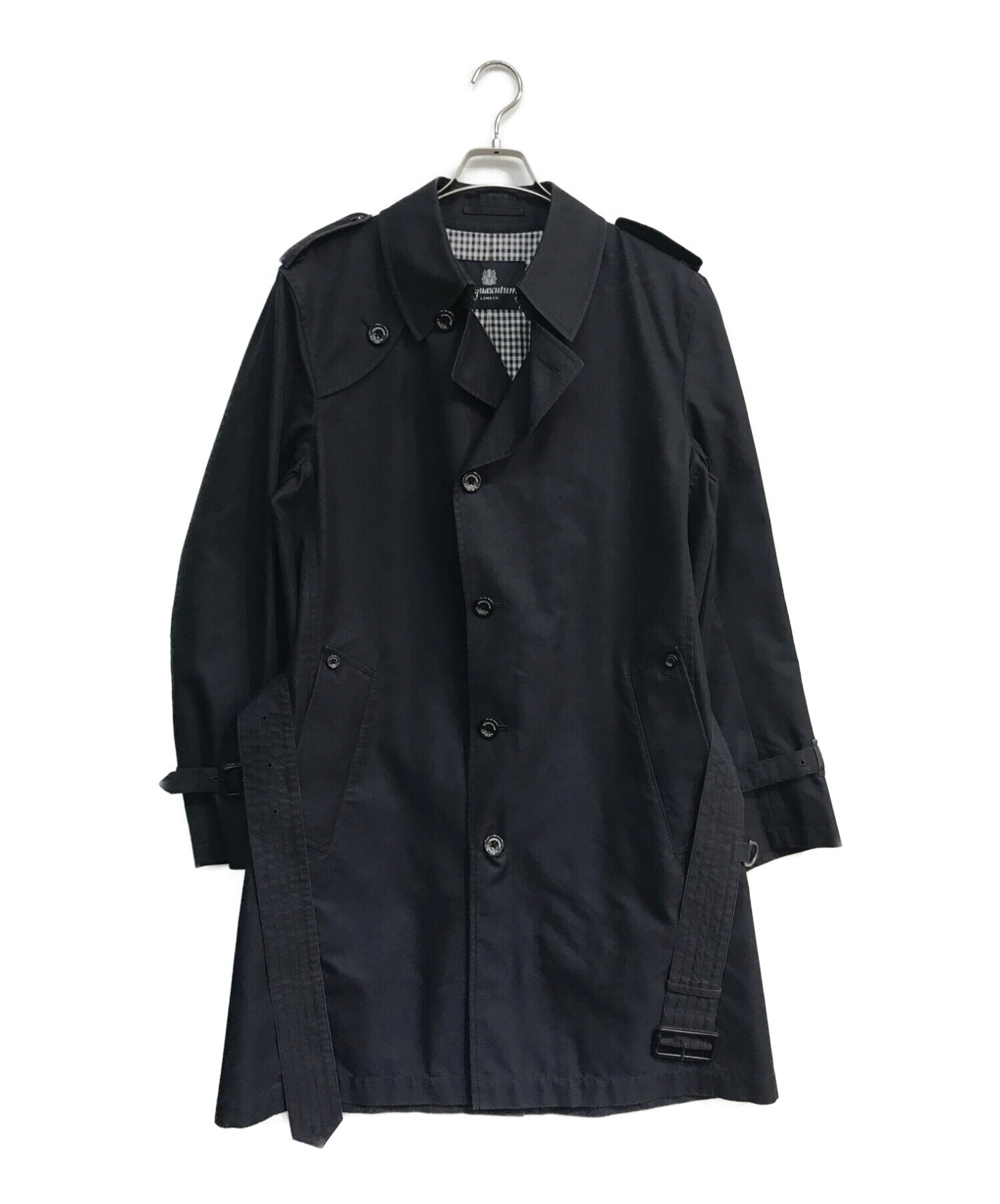 Aquascutum (アクアスキュータム) 裏地チェック ステンカラーコート　A9150701　AQUA TECH ネイビー サイズ:40