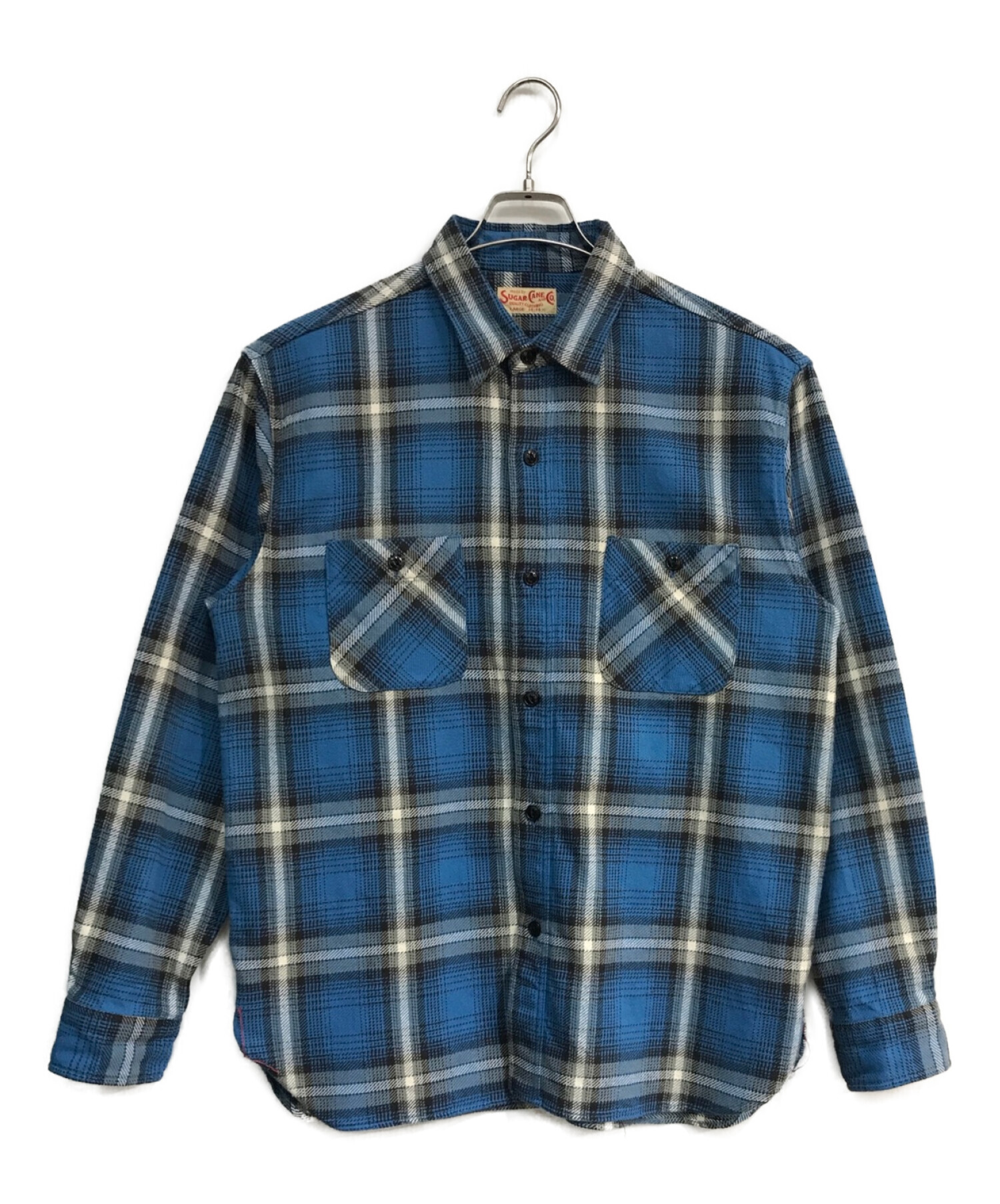 SUGAR CANE (シュガーケーン) TWILL CHECK WORK SHIRT　ツイルチェック　ワークシャツ ブルー サイズ:16