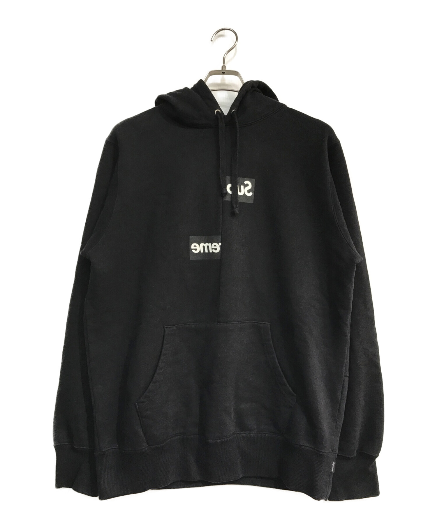 SUPREME (シュプリーム) COMME des GARCONS SHIRT (コムデギャルソンシャツ) 18AW Split Box Logo  Hooded Sweatshirt ブラック サイズ:M