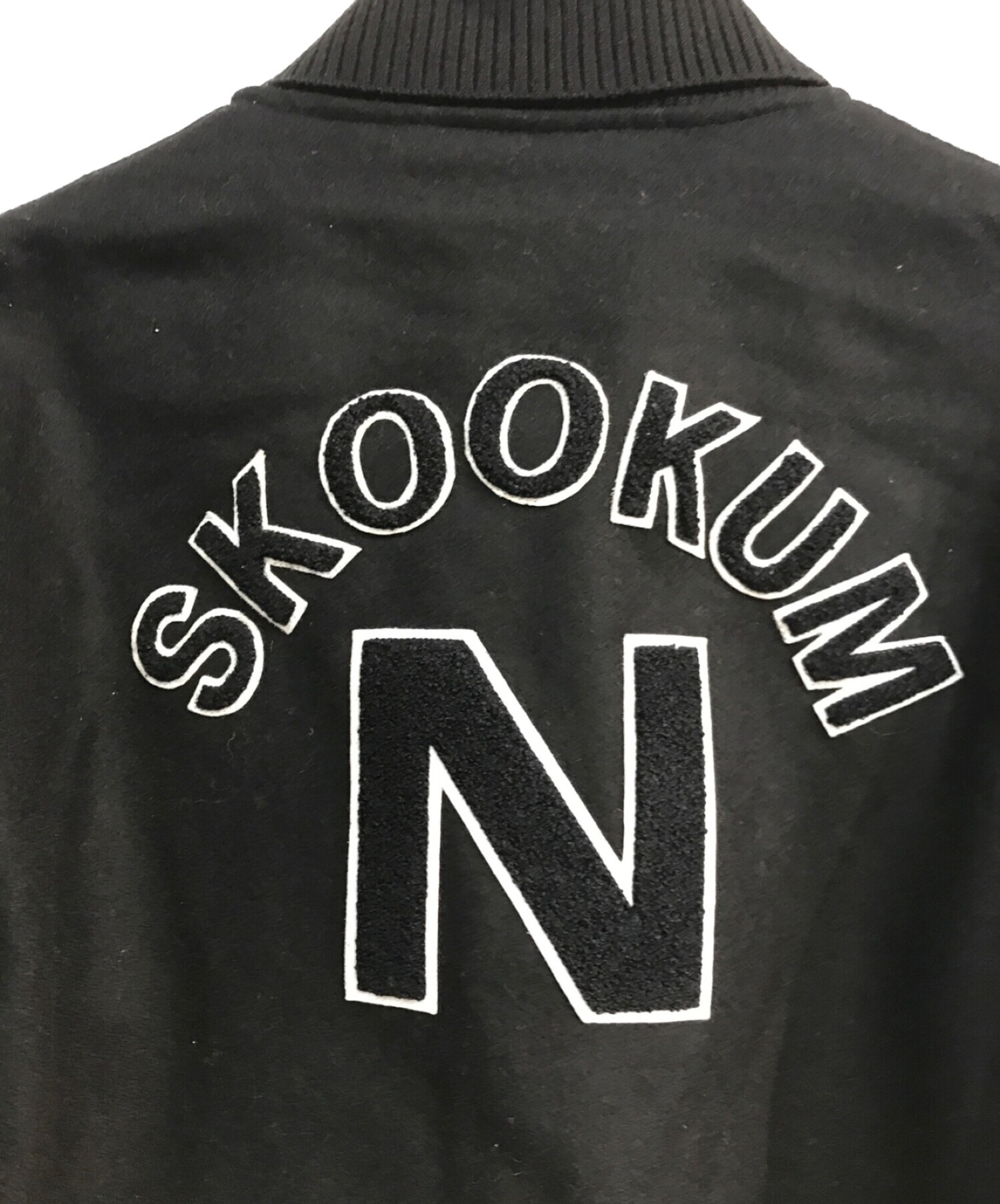 SKOOKUM × NICOLE (スクーカム×ニコル) レザー切替スタジアムジャケット　ブラック ブラック サイズ:50