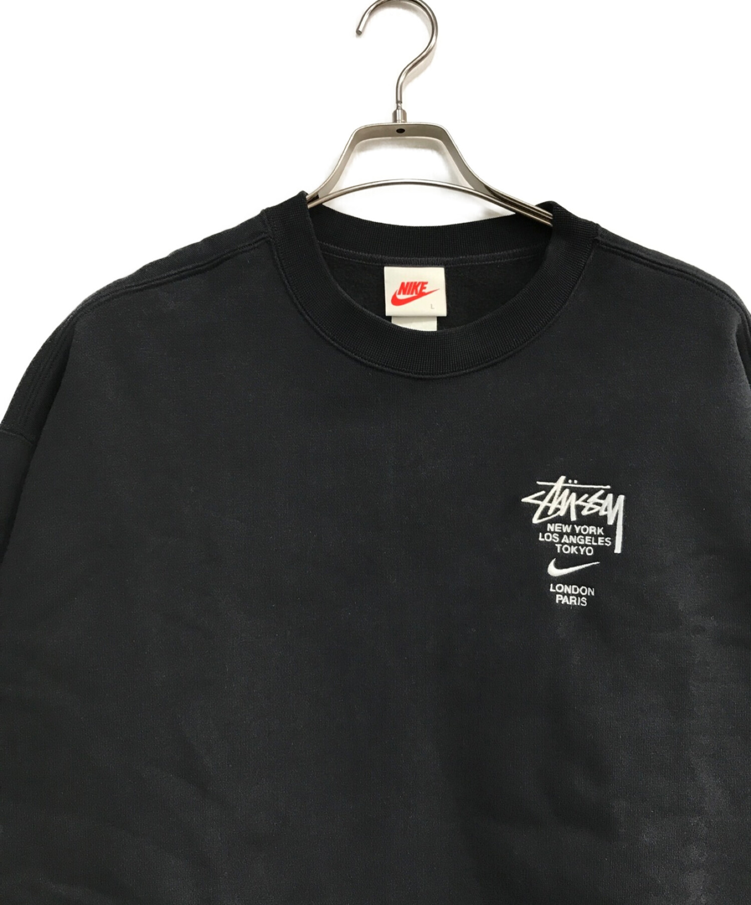 NIKE (ナイキ) stussy (ステューシー) Fleece Crew Sweatshirt　DC4198-010 ブラック サイズ:L