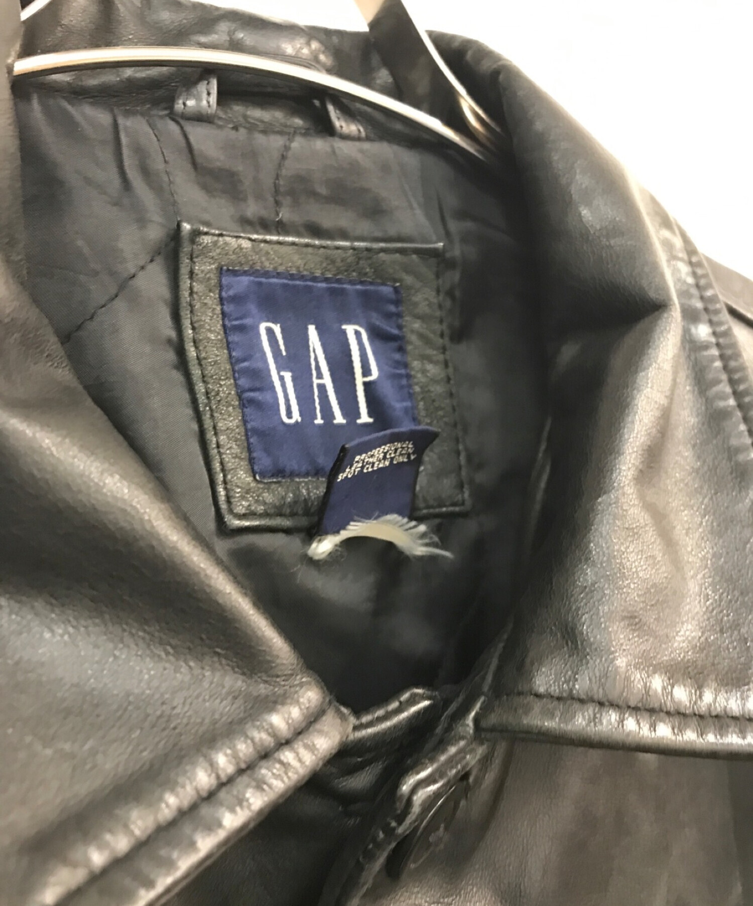 中古・古着通販】GAP (ギャップ) レザーカーコート OLD GAP ブラック