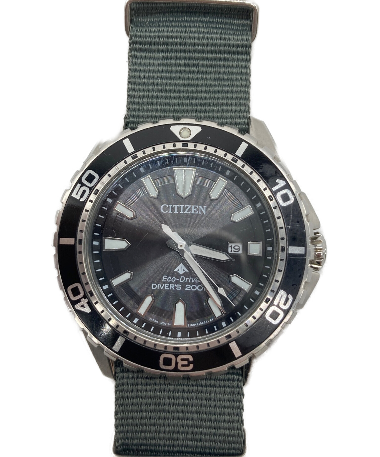 CITIZEN◇ECO-DRIVE/DIVERS 200M/ソーラー腕時計/アナログ/BLK/E168 ...