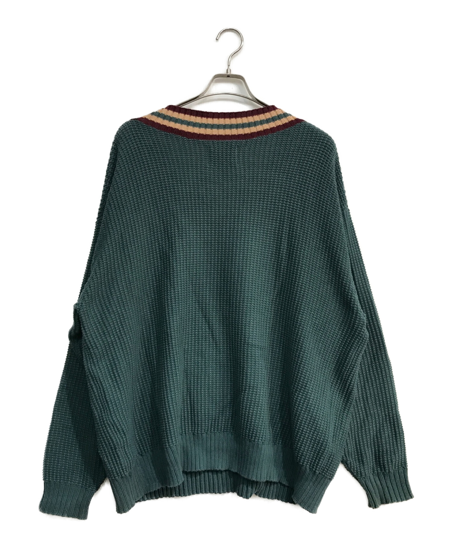 SON OF THE CHEESE (（サノバチーズ）) ASYMMETRY V KNIT　SC2210-KN01 オリーブ サイズ:L