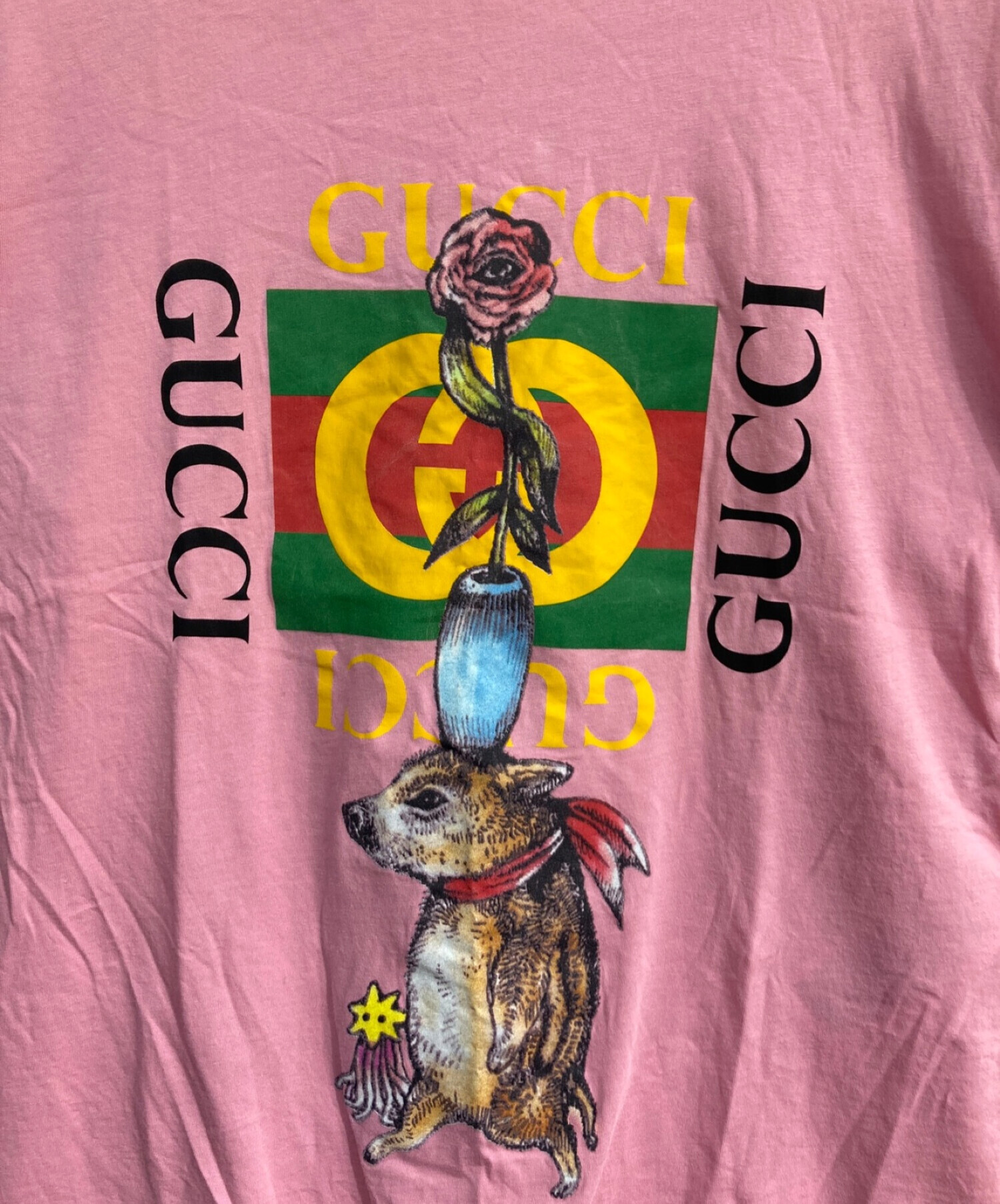 GUCCI (グッチ) 日本限定 ヒグチユウコ マジックローズ プリント Tシャツ　548334 XJDTL ピンク サイズ:XS