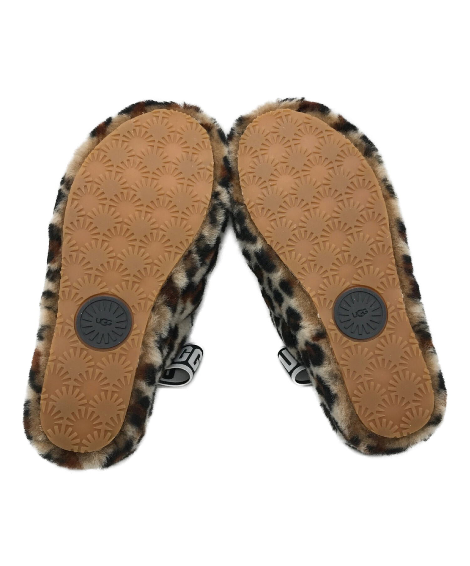 UGG (アグ) W FLUFF YEAH SLIDE LEOPARD　1106252 ベージュ×ブラック サイズ:22