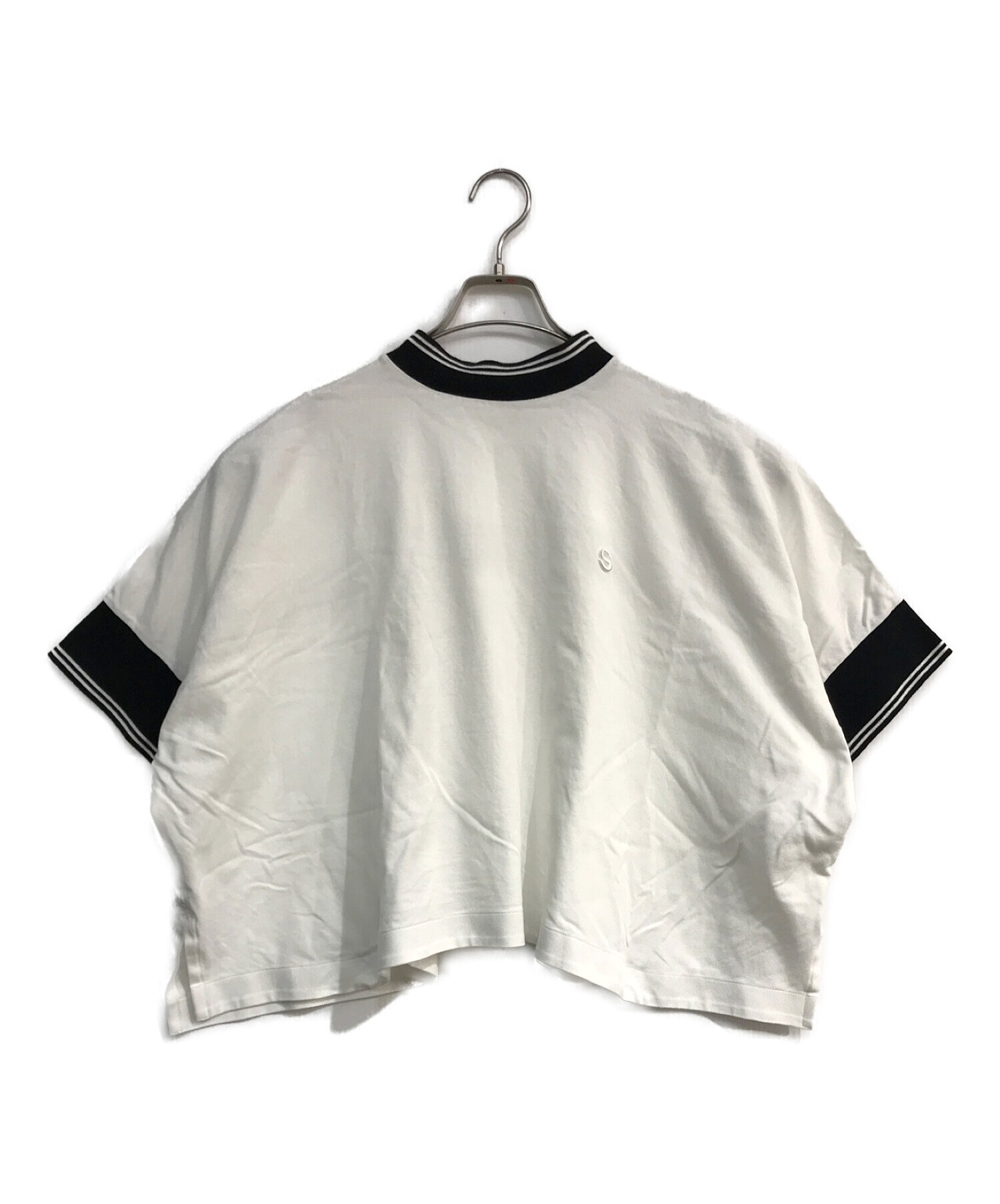 sacai (サカイ) Cotton Jersey Pullover　21-05483　ロゴ　リンガーTシャツ　ホワイト ホワイト×ブラック サイズ:2