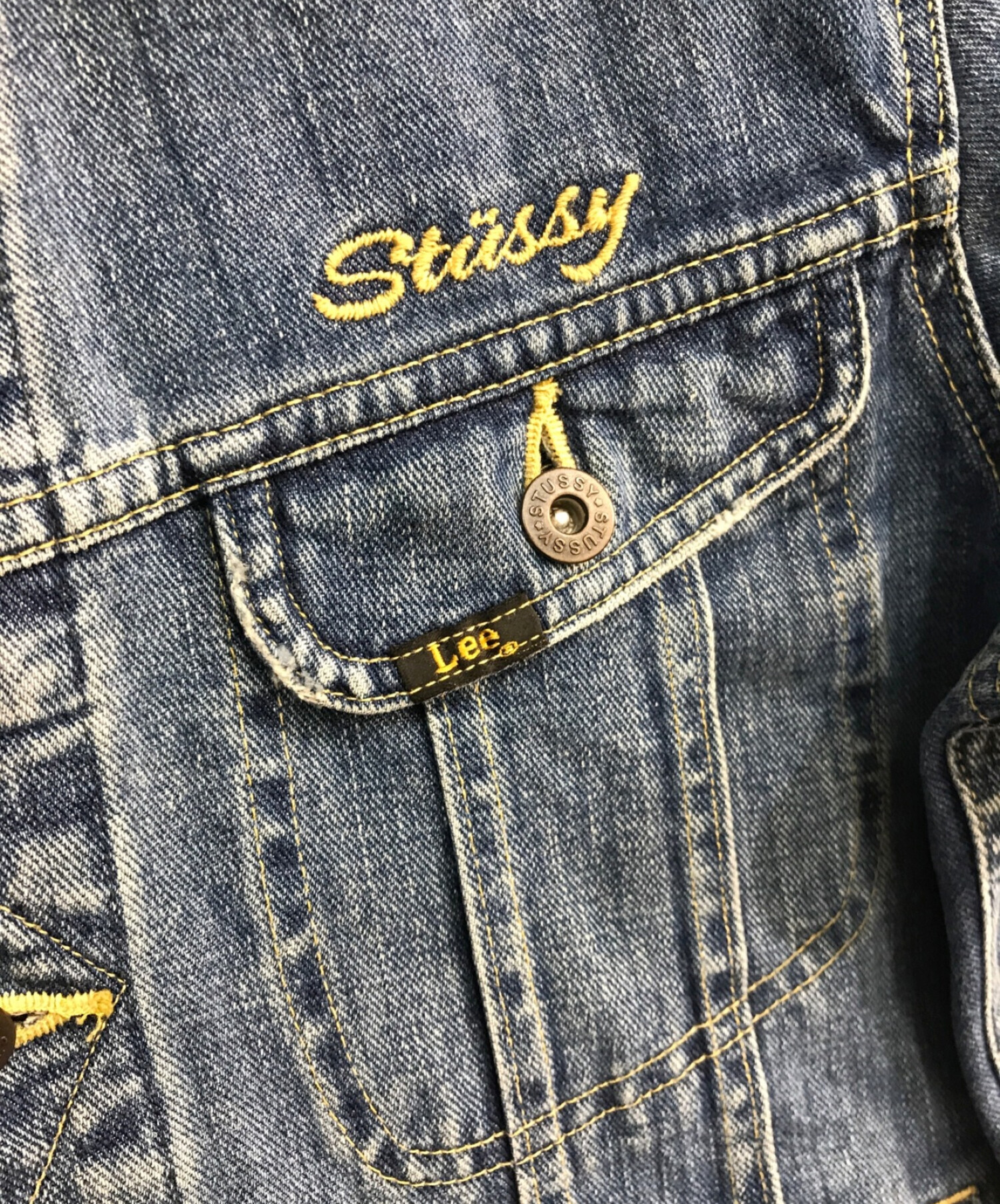 500円引きクーポン stussy lee デニムジャケット コラボ ワインレッド