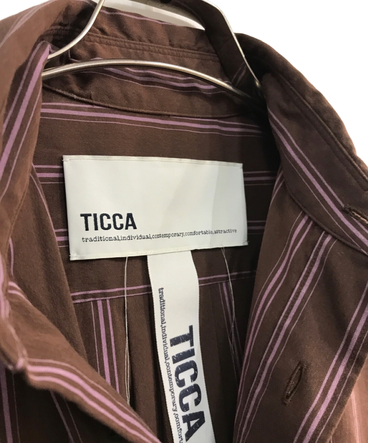 中古・古着通販】ticca (ティッカ) スクエアストライプシャツ