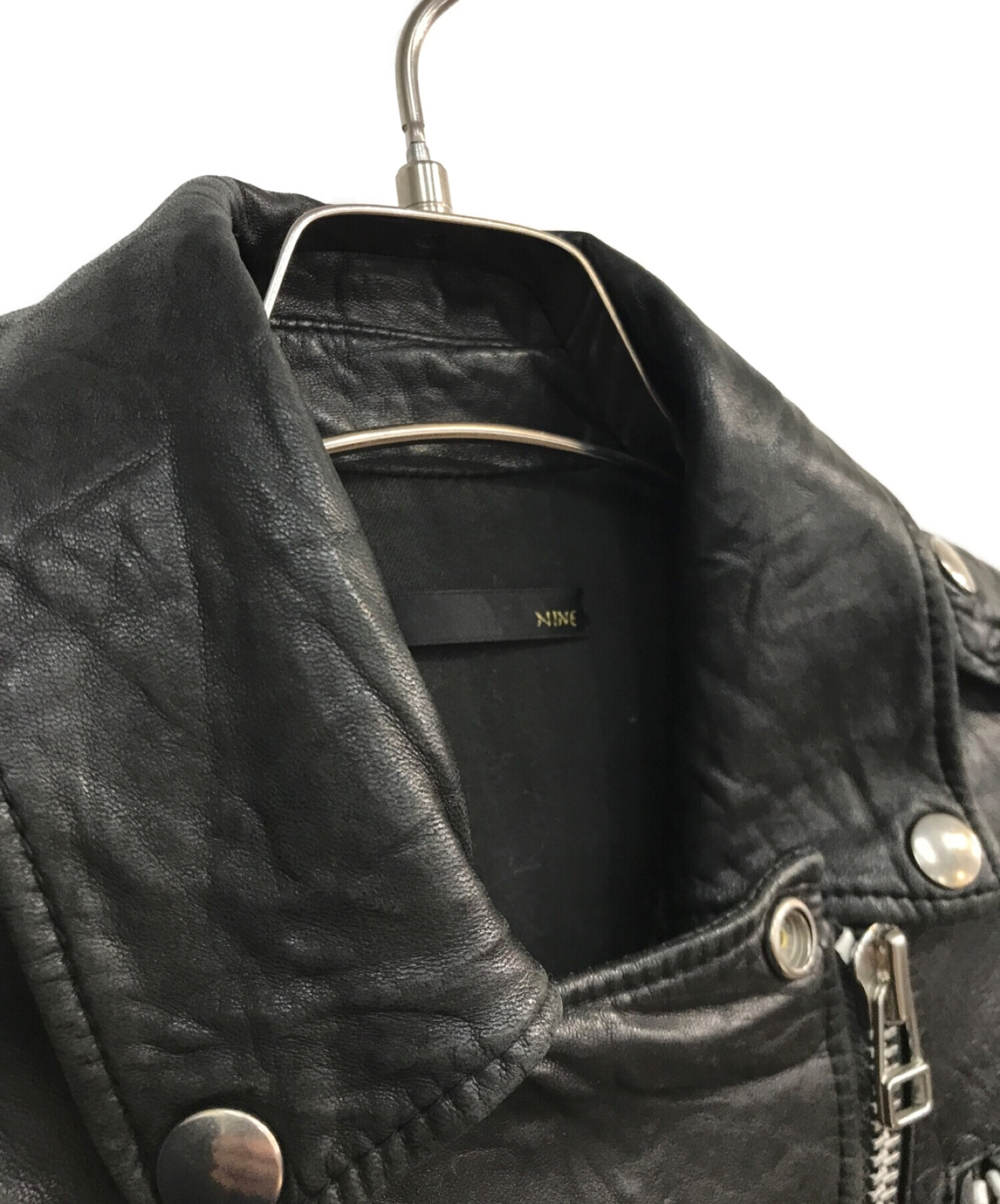 NINE (ナイン) ライダースジャケット ブラック サイズ:F