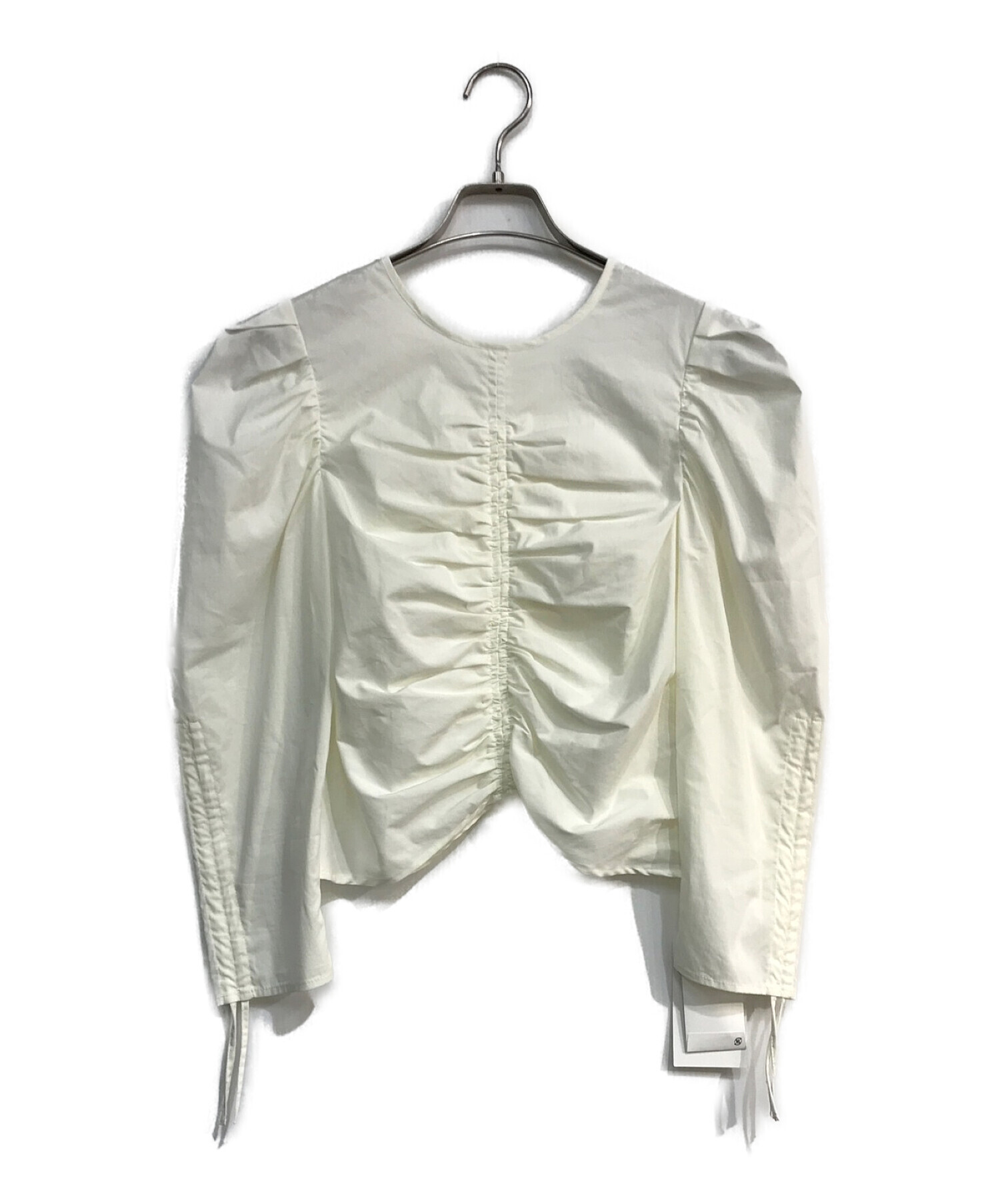 Ameri (アメリ) 2WAY LADY FISHBONE MINI BLOUSE　01110430180　パッカリング　デザインブラウス　ホワイト  ホワイト サイズ:Free 未使用品