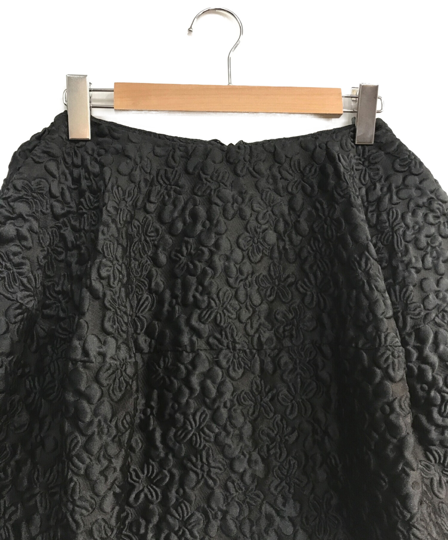 Simone Rocha (シモーネ ロシャ) フラワージャガードスカート　フレアスカート　シルク混 ブラック サイズ:UK6